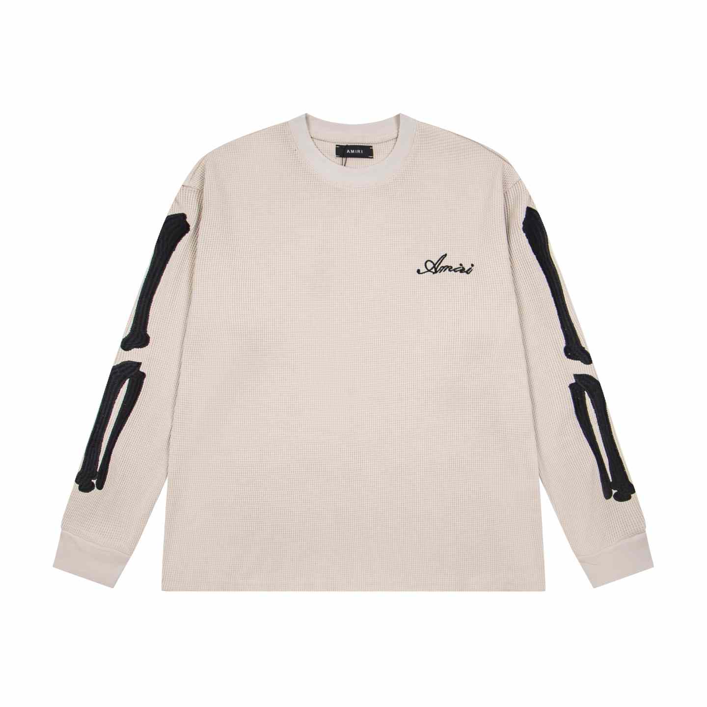 Amiri Bones Logo Embroidered Waffle Knit Cotton T-Shirt - DesignerGu
