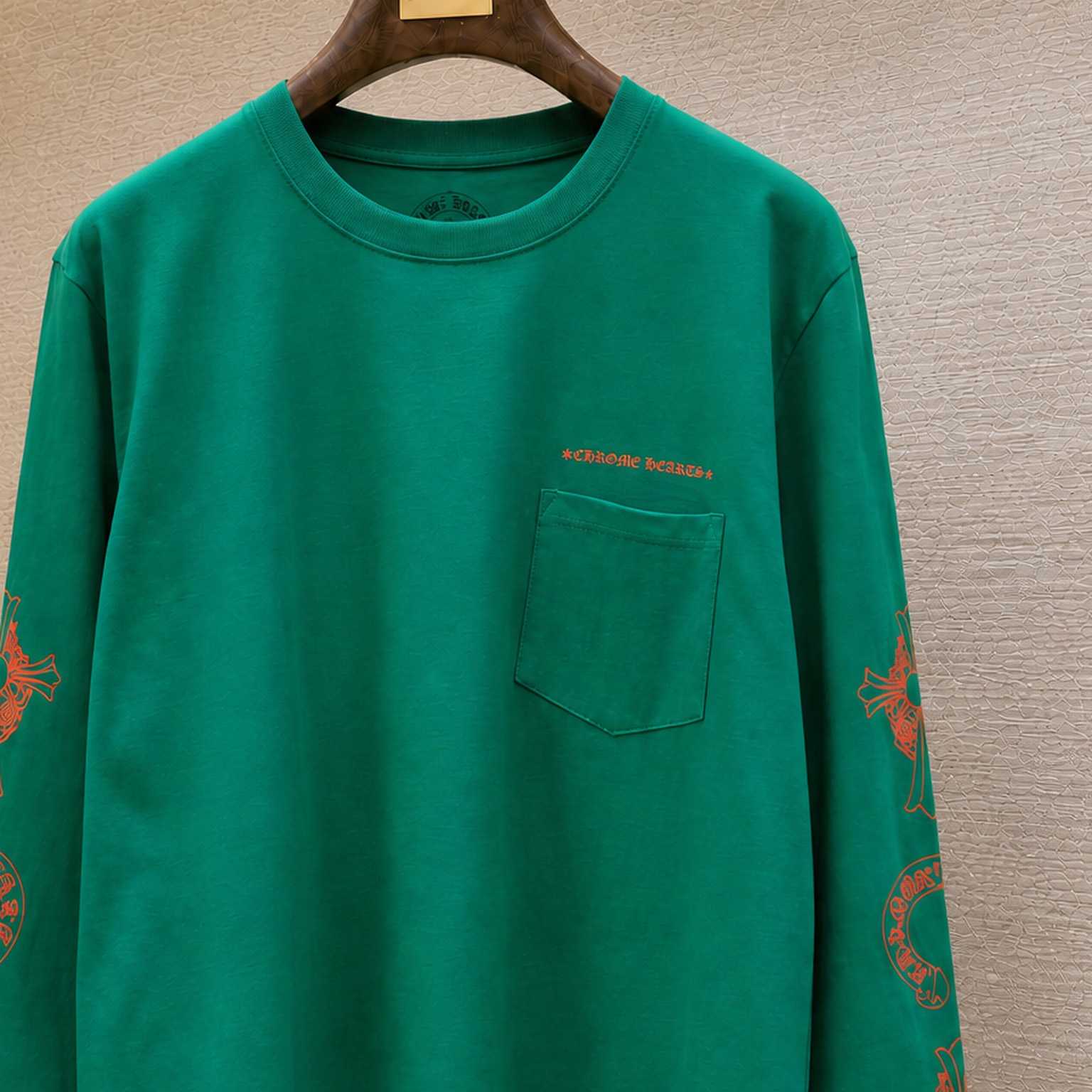Chrome Hearts Horseshoe Cross Logo Long-Sleve 'Green/Orange' - DesignerGu