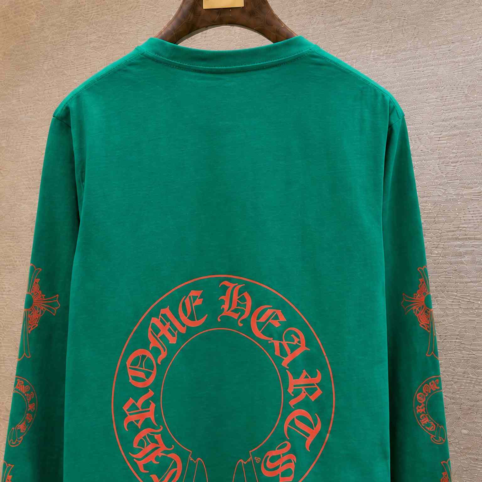 Chrome Hearts Horseshoe Cross Logo Long-Sleve 'Green/Orange' - DesignerGu