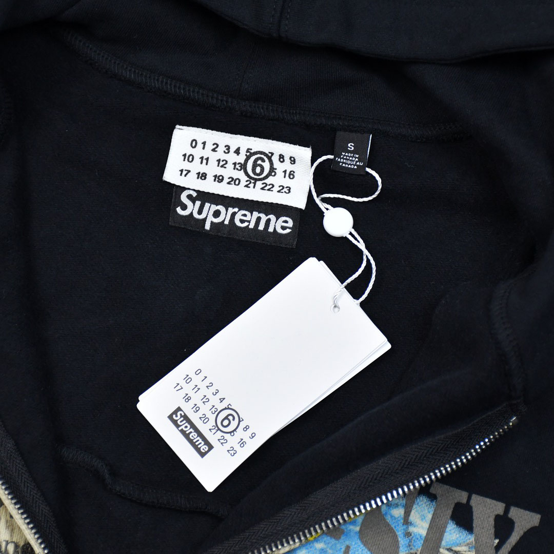 Supreme x MM6 Maison Margiela Eagle Zip Up Hooded Sweatshirt 'Black' - DesignerGu
