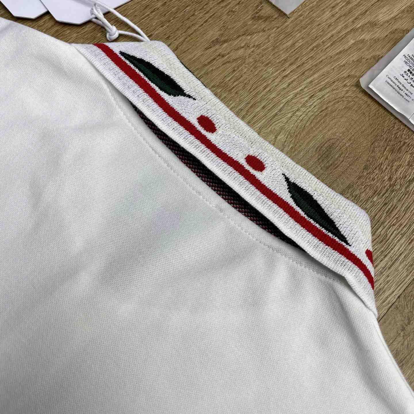 Casablanca White Laurel Pique Short Sleeve Polo Shirt C1172 - DesignerGu