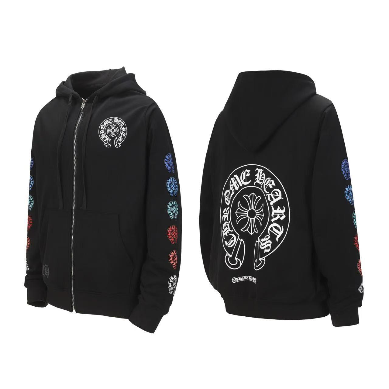 Chrome Hearts Horseshoe Logo Gradient Zip Up Hoodie  'Black' - DesignerGu