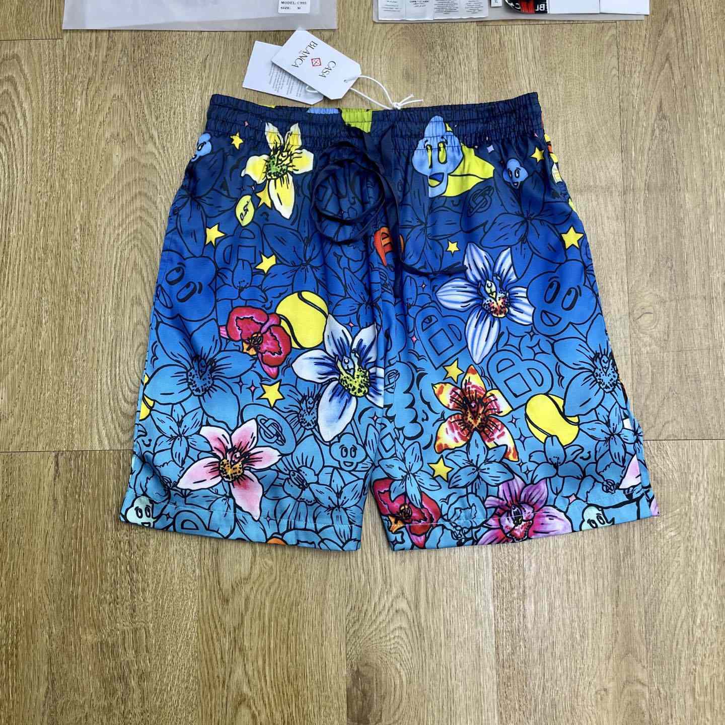 Casablanca Collage D'Icones Graphiques Printed Silk Shorts CA3595 - DesignerGu