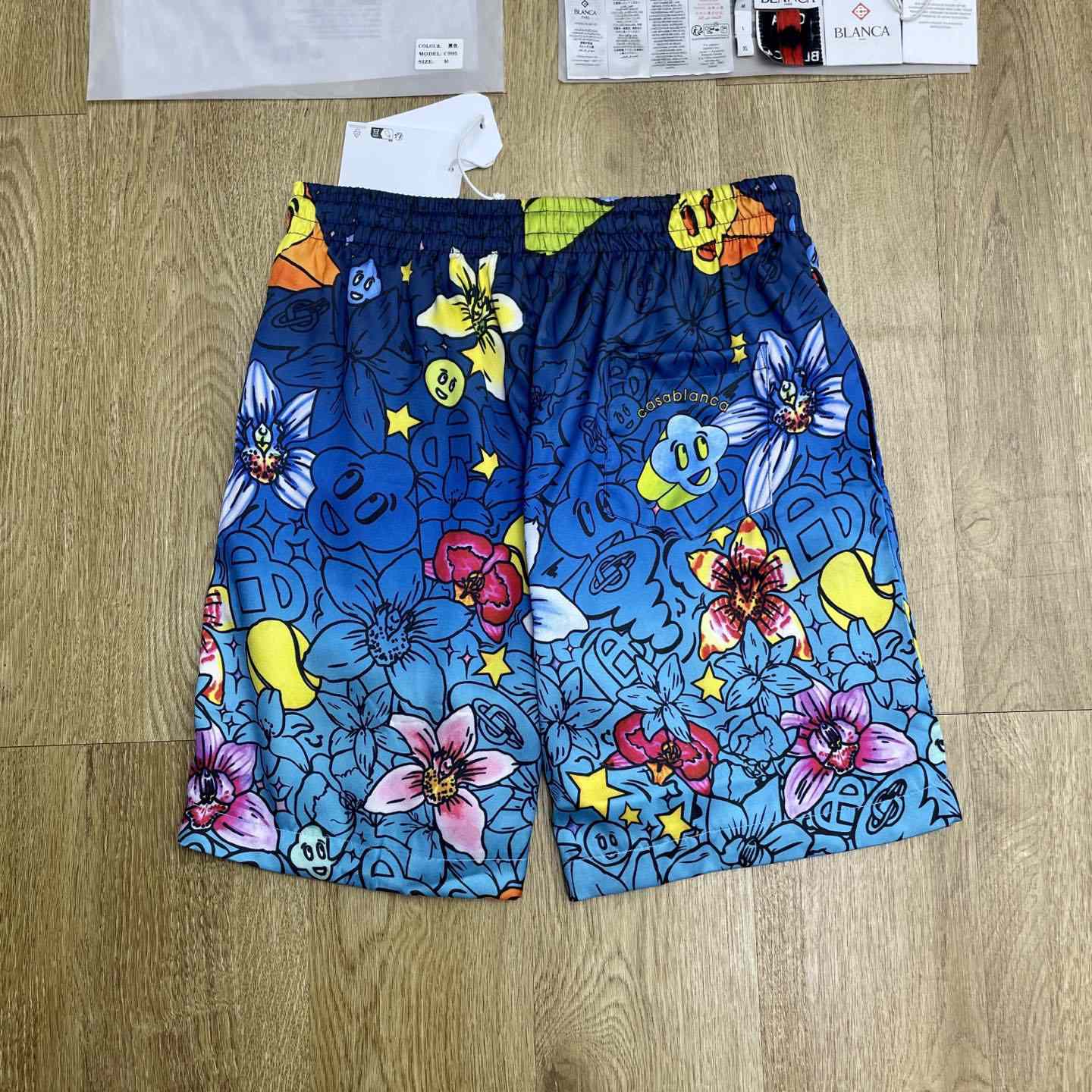 Casablanca Collage D'Icones Graphiques Printed Silk Shorts CA3595 - DesignerGu