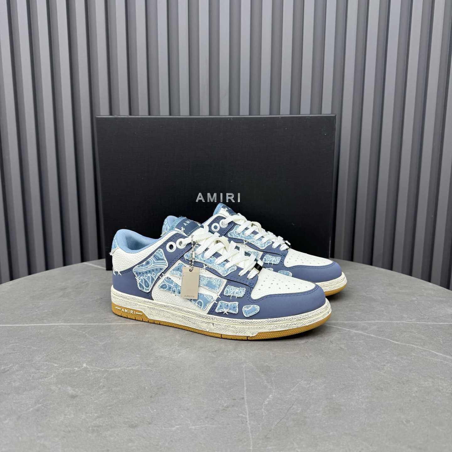 Amiri Blue & White Bandana Skel Top Low Sneakers - DesignerGu
