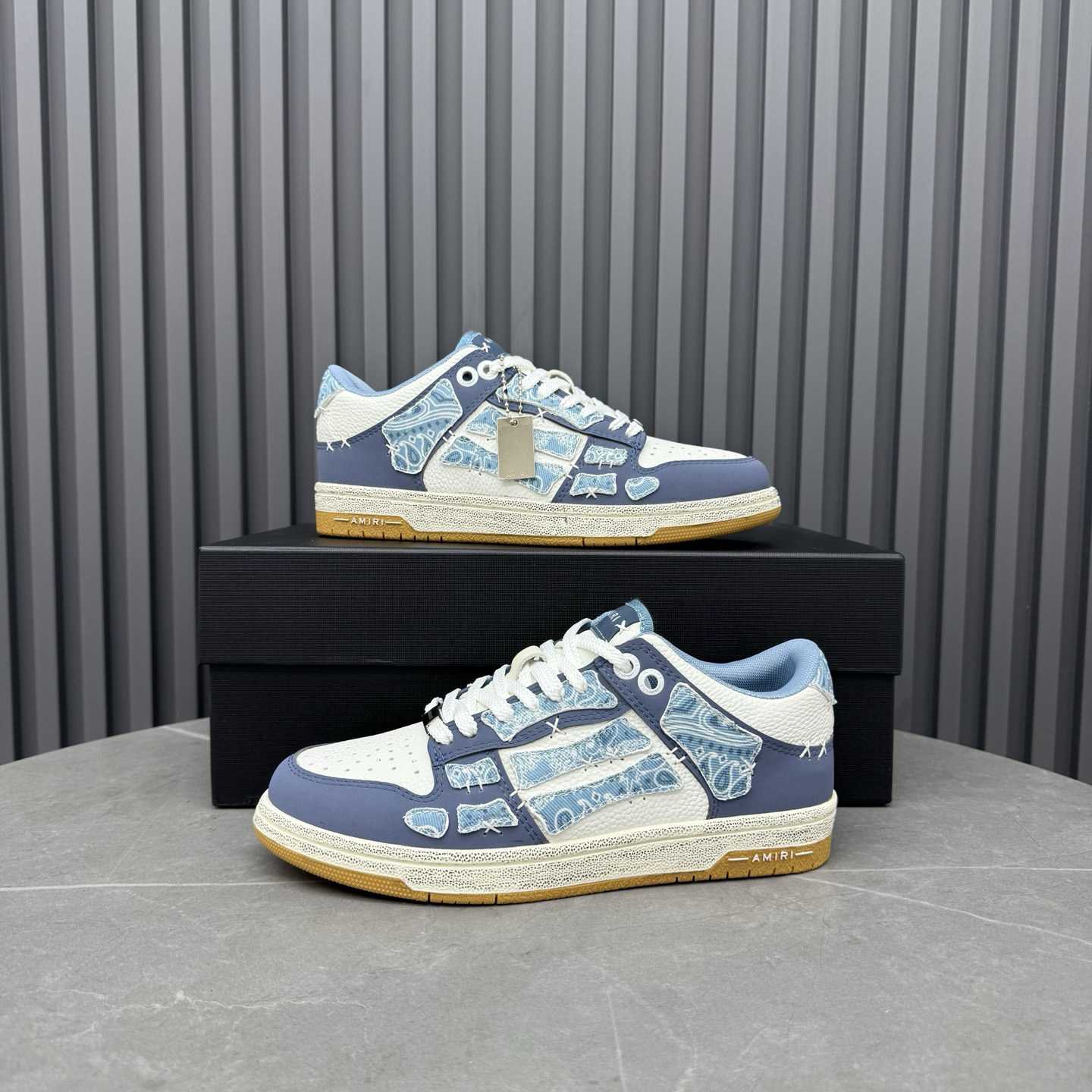 Amiri Blue & White Bandana Skel Top Low Sneakers - DesignerGu