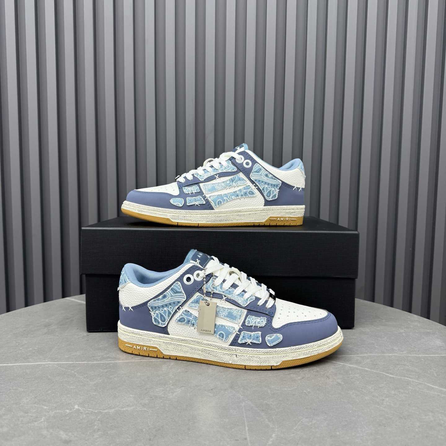 Amiri Blue & White Bandana Skel Top Low Sneakers - DesignerGu