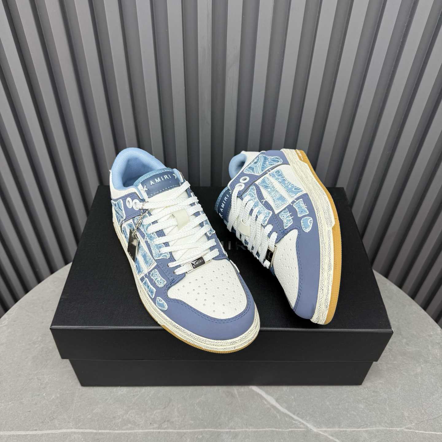 Amiri Blue & White Bandana Skel Top Low Sneakers - DesignerGu