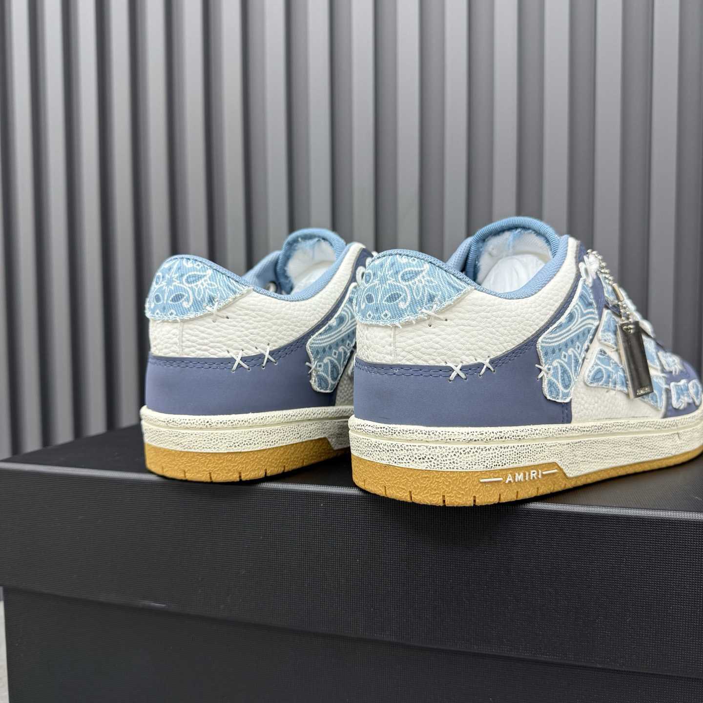 Amiri Blue & White Bandana Skel Top Low Sneakers - DesignerGu