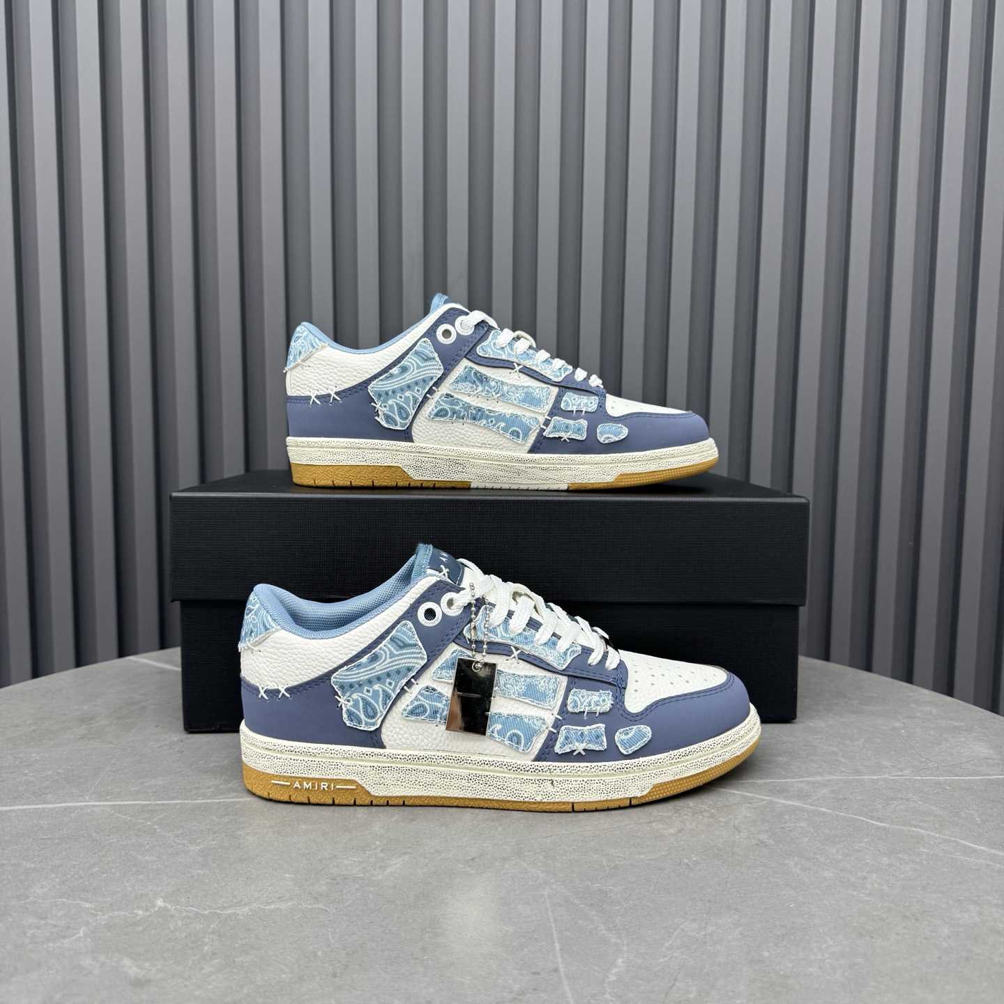 Amiri Blue & White Bandana Skel Top Low Sneakers - DesignerGu