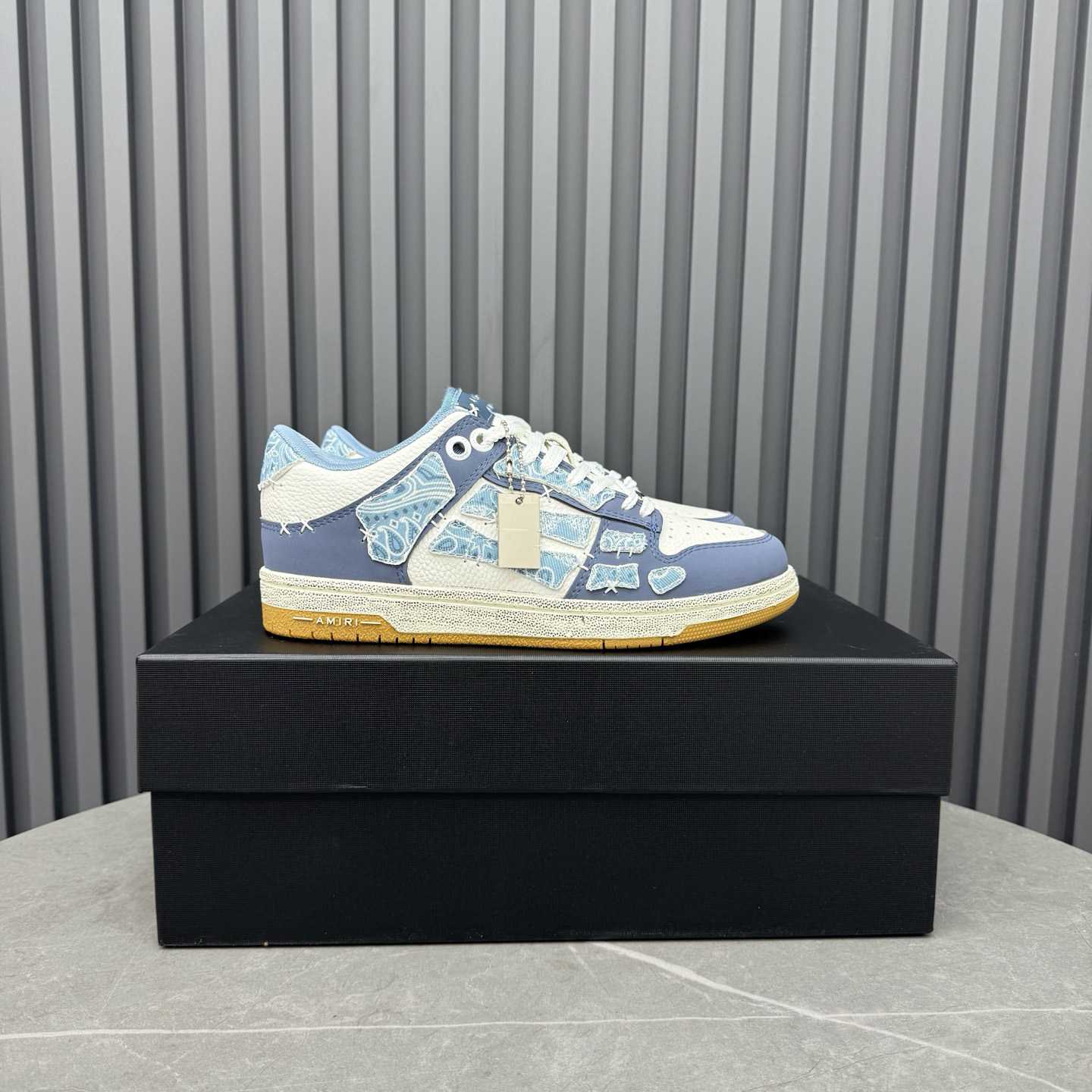 Amiri Blue & White Bandana Skel Top Low Sneakers - DesignerGu
