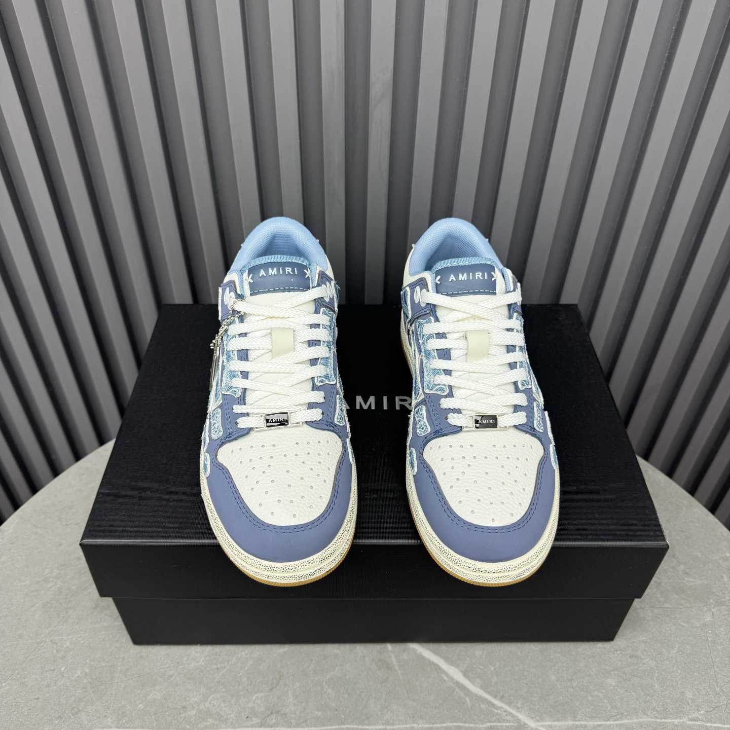 Amiri Blue & White Bandana Skel Top Low Sneakers - DesignerGu