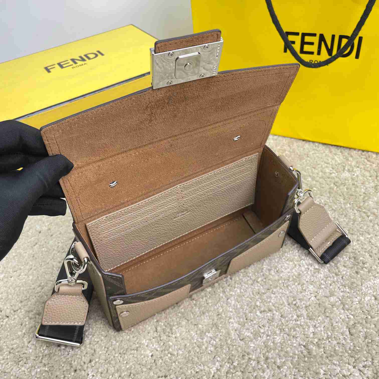 Fendi FF Soft Trunk Baguette - DesignerGu