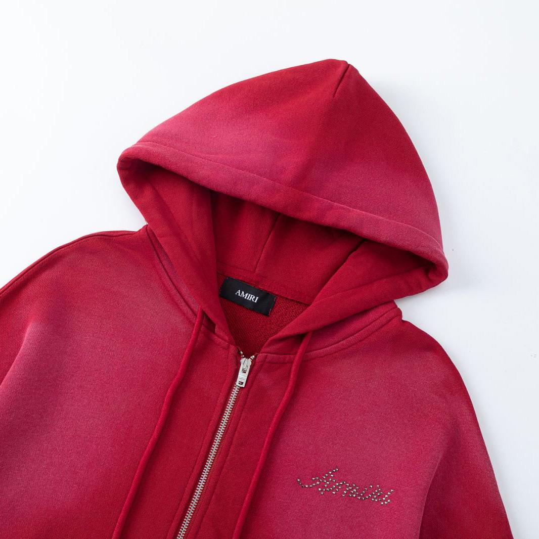 Amiri Studded Zip Up Hoodie - DesignerGu