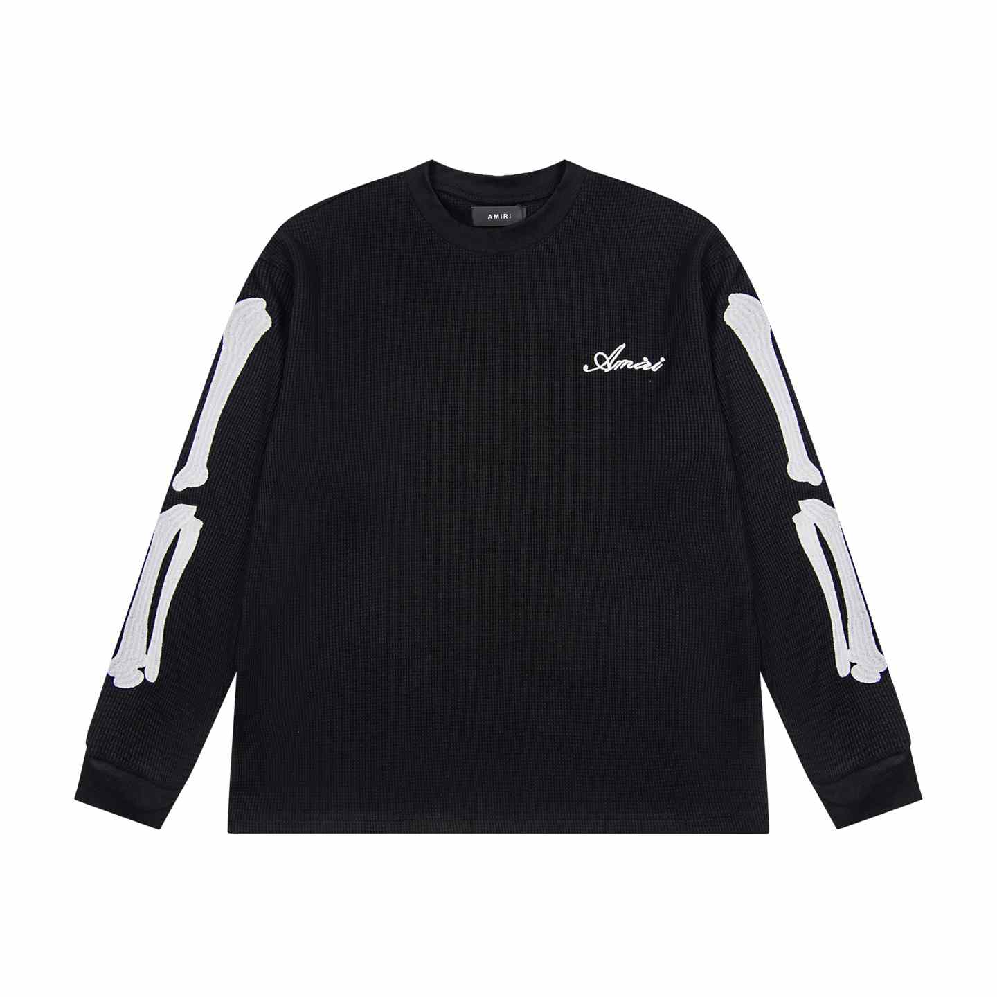 Amiri Bones Logo Embroidered Waffle Knit Cotton T-Shirt - DesignerGu