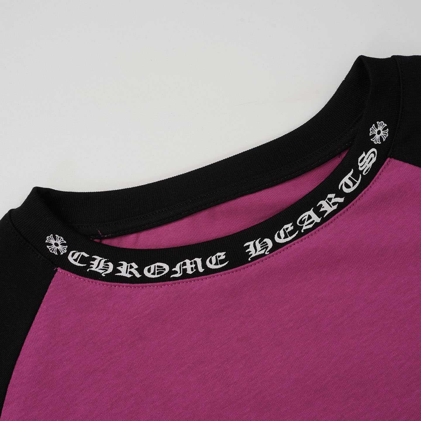 Chrome Hearts Pink And Black Baseball Long Sleeve T-Shirt - DesignerGu