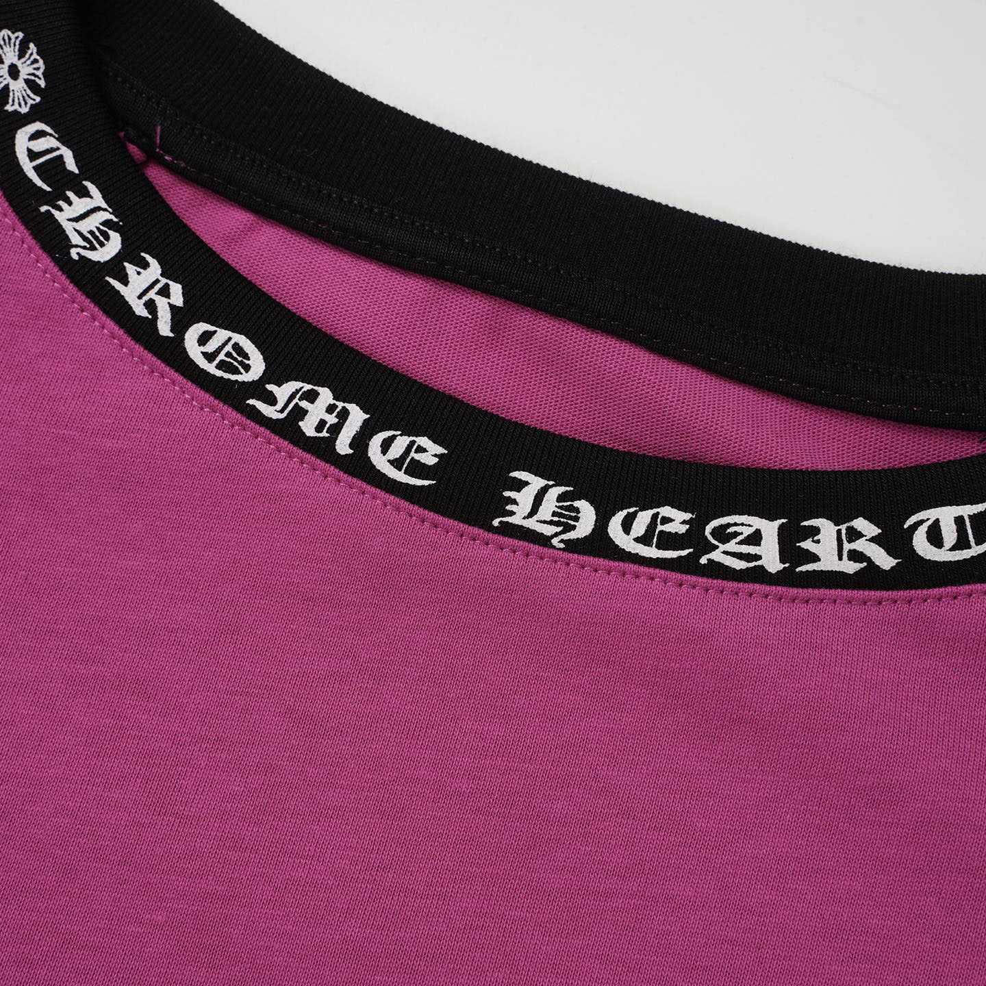 Chrome Hearts Pink And Black Baseball Long Sleeve T-Shirt - DesignerGu