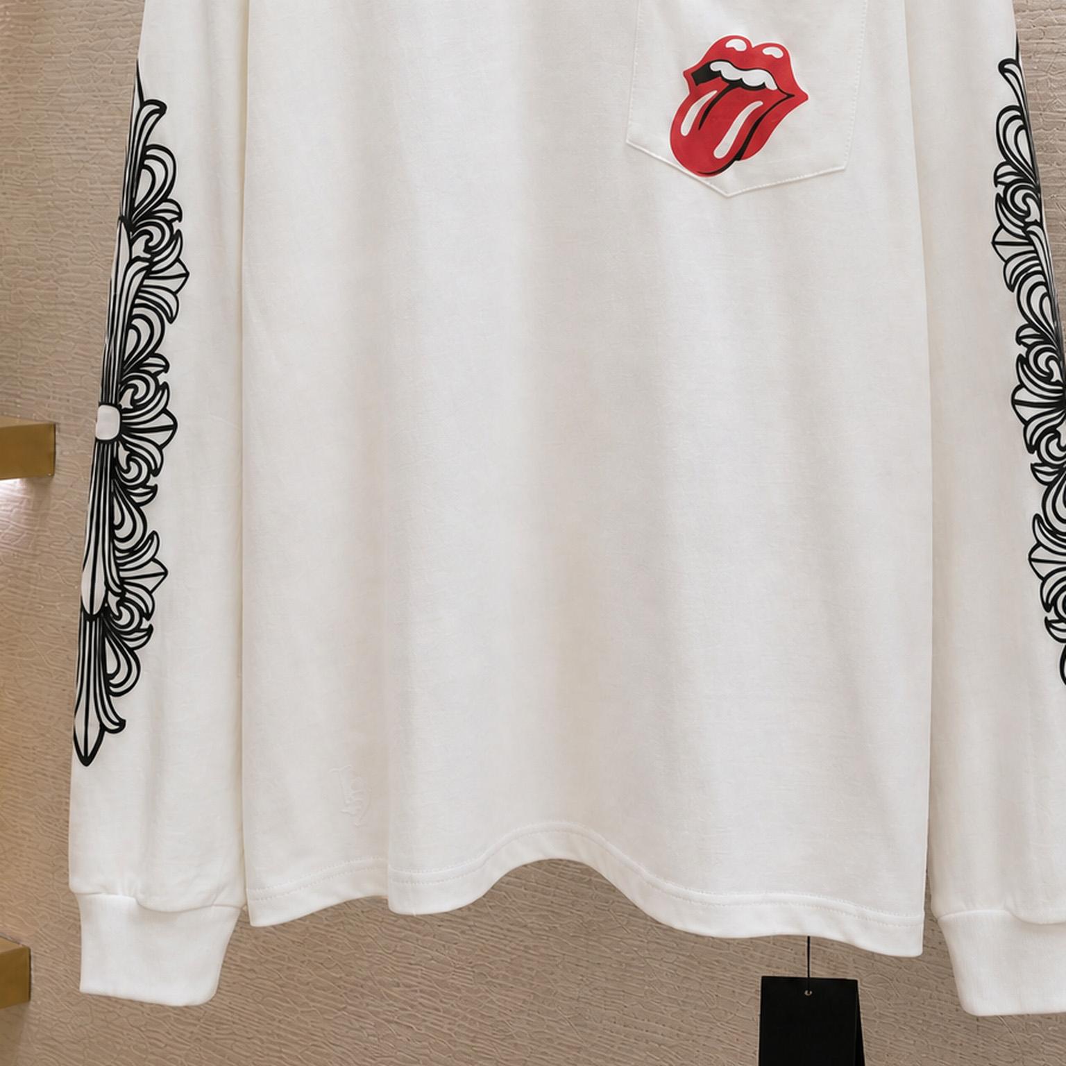 Chrome Hearts Rolling Stones Horseshoe Logo Long Sleeve T-Shirt 'White' - DesignerGu