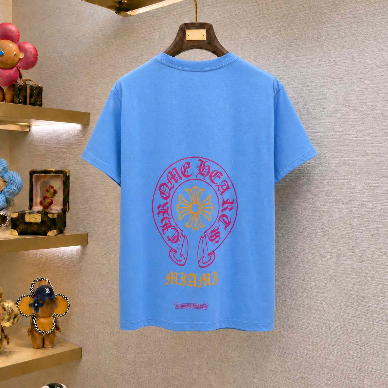 Chrome Hearts Miami Exclusive Horseshoe Blue Short Sleeve Tee - DesignerGu