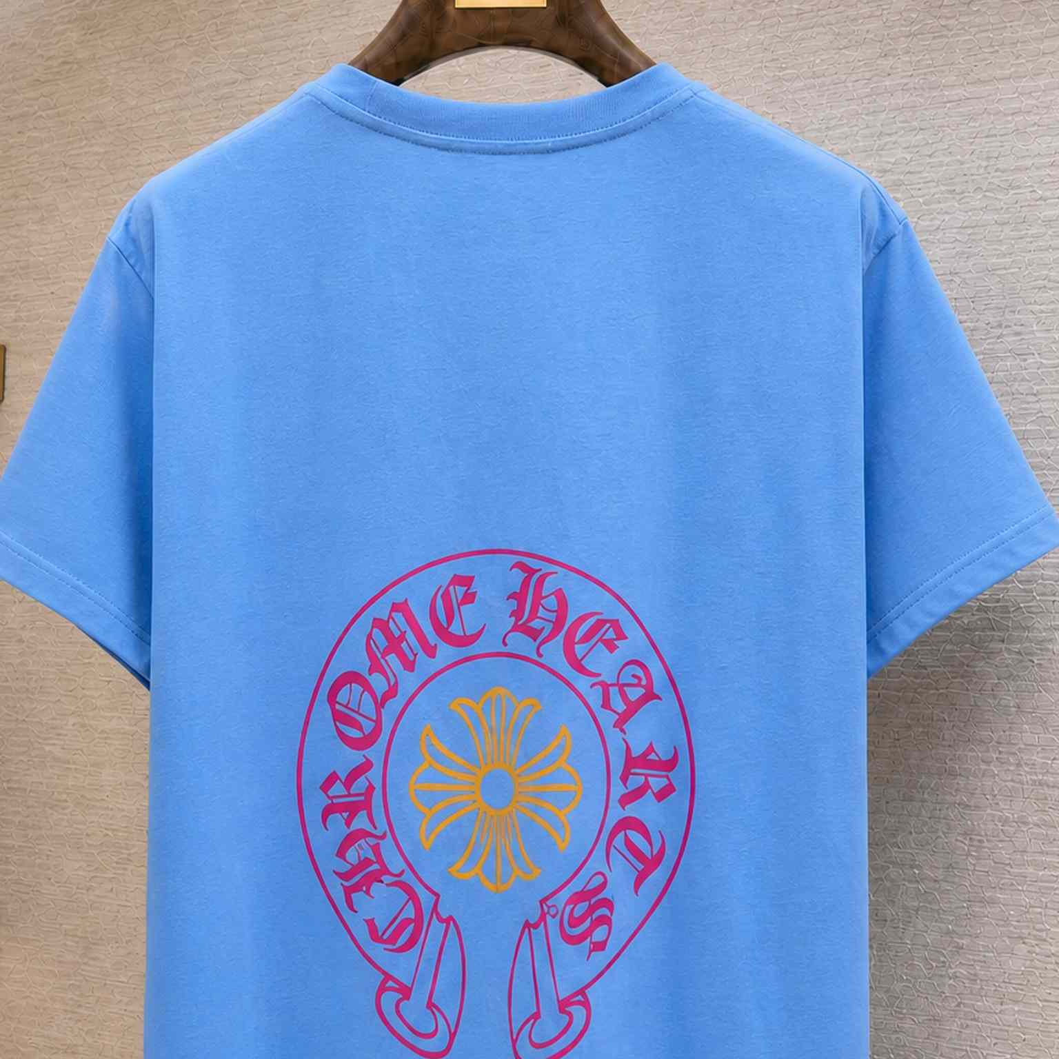 Chrome Hearts Miami Exclusive Horseshoe Blue Short Sleeve Tee - DesignerGu