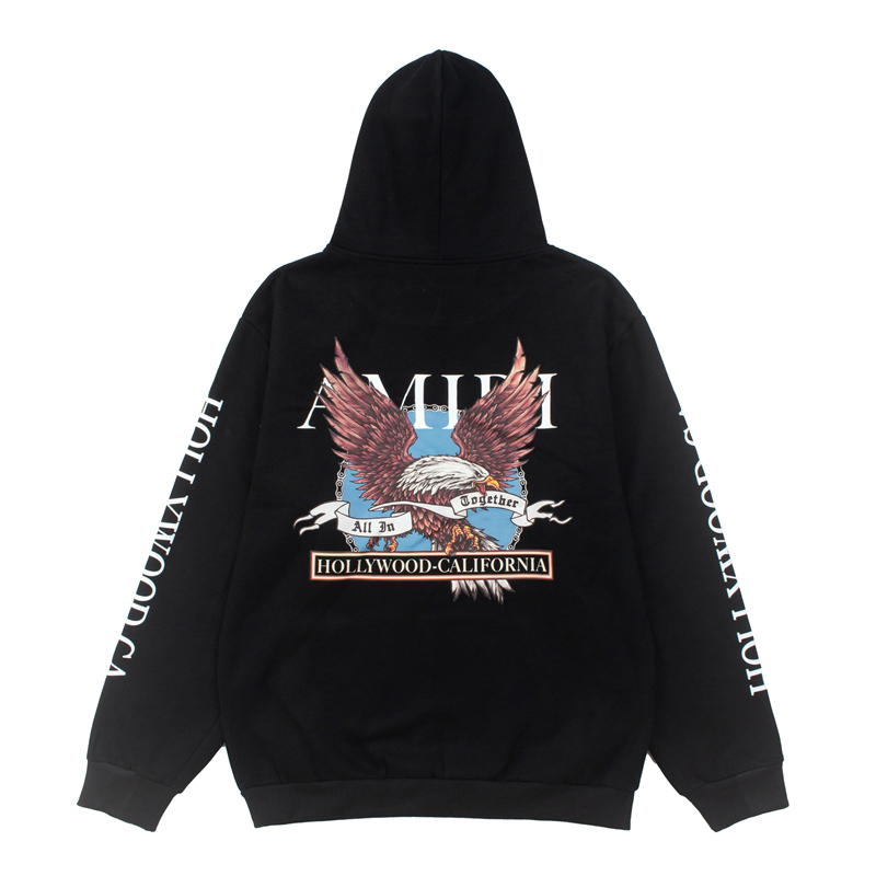 Amiri Eagle Hollywood Cotton Jersey Hoodie - DesignerGu
