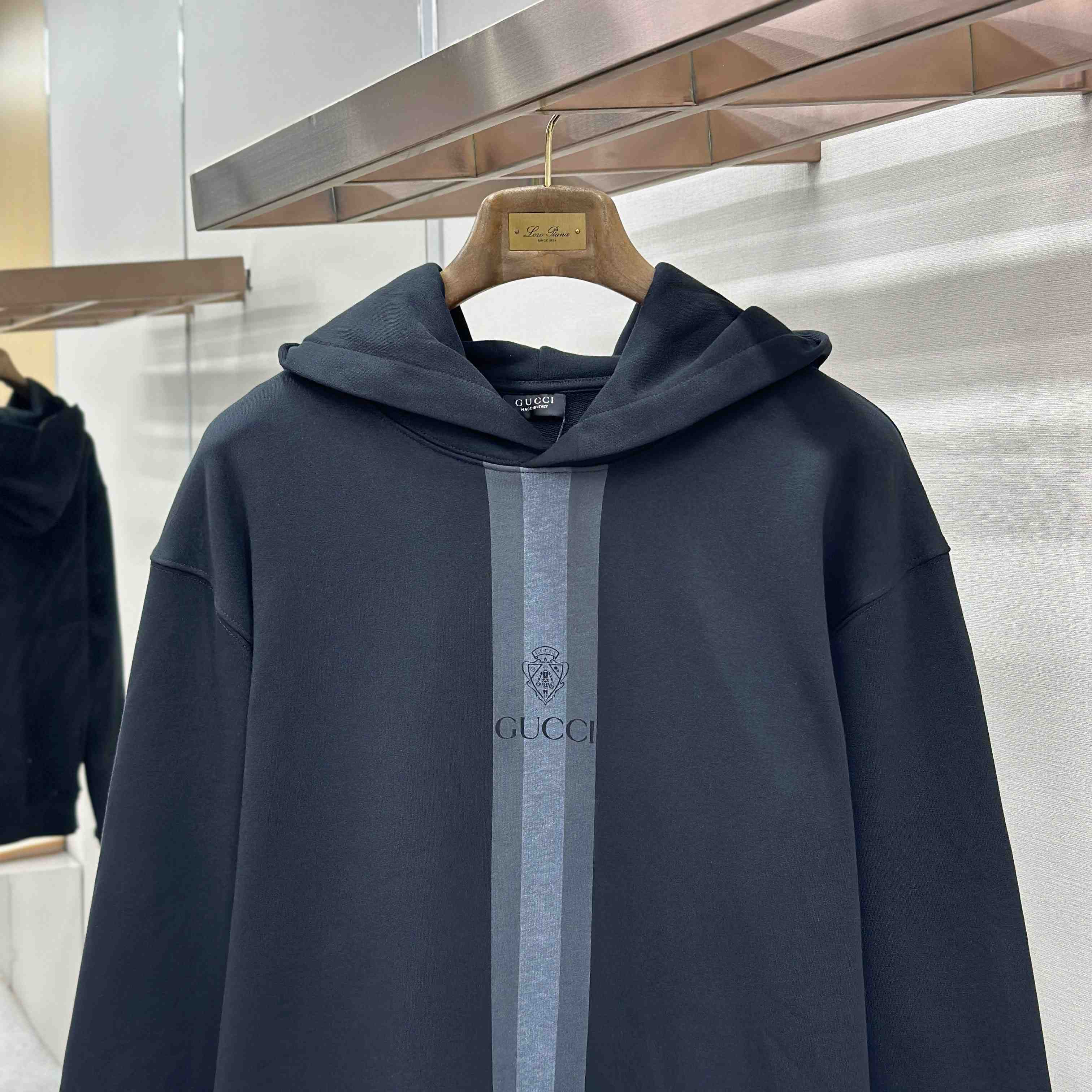 Gucci  Cotton Hooded Sweatshirt With Muted Web - DesignerGu