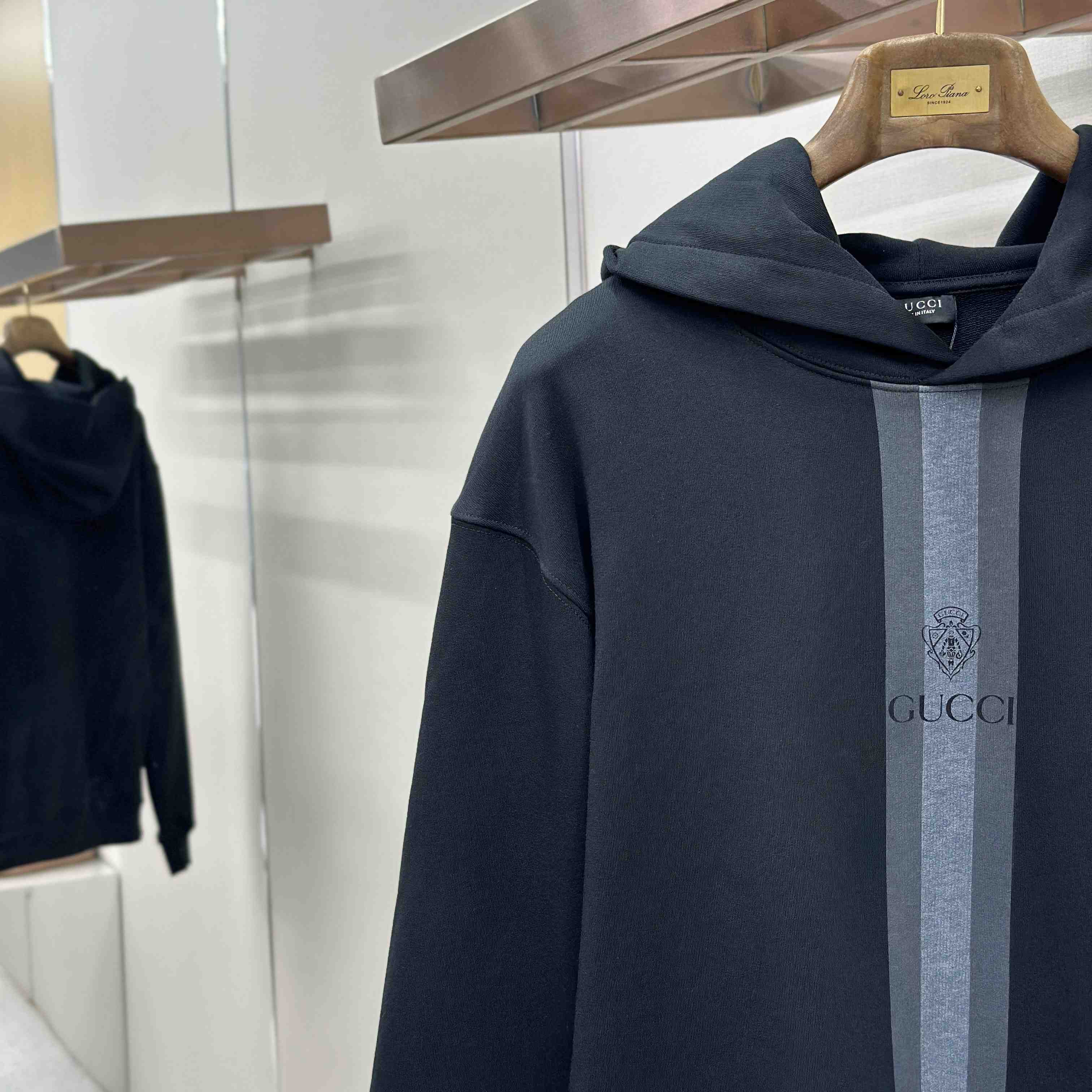 Gucci  Cotton Hooded Sweatshirt With Muted Web - DesignerGu