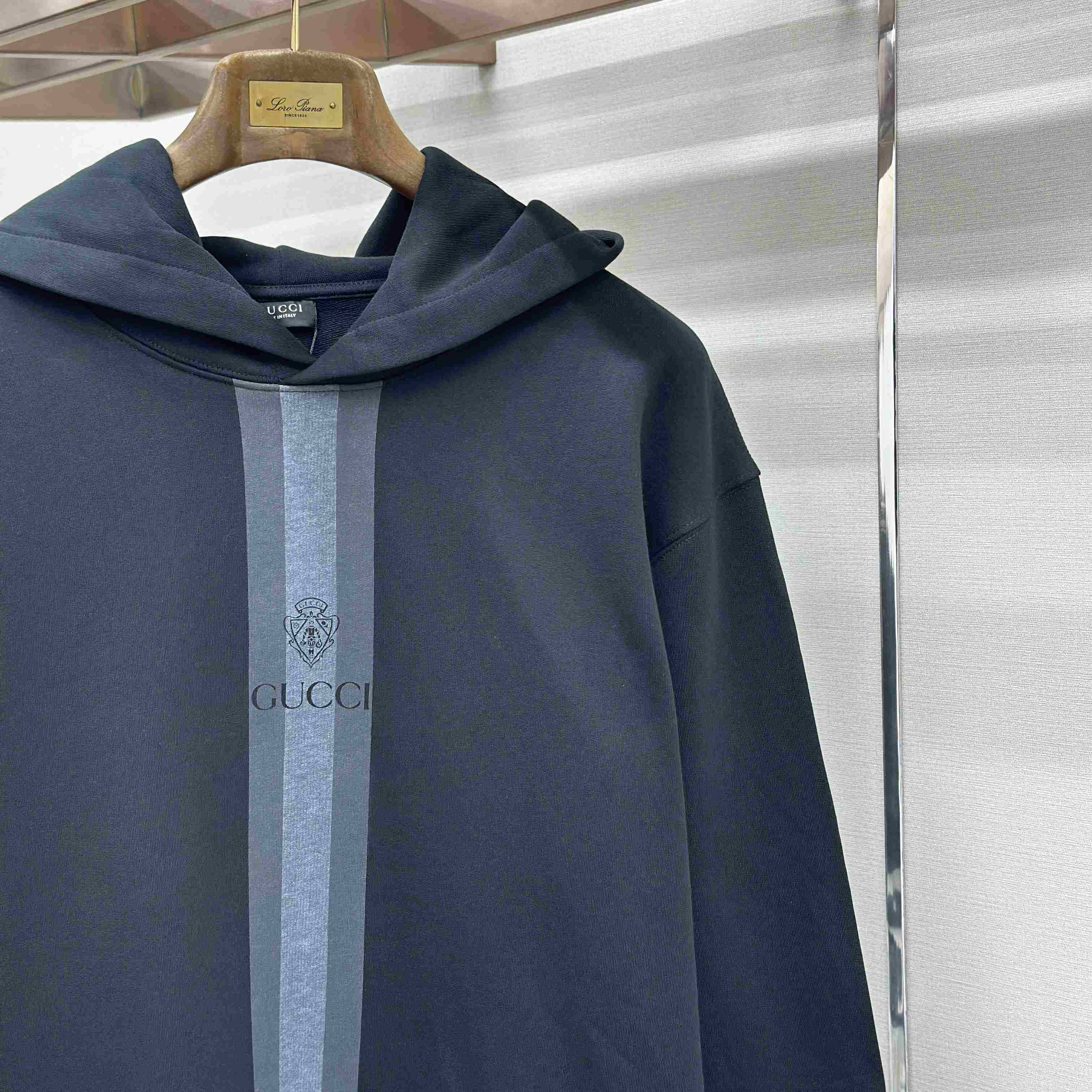 Gucci  Cotton Hooded Sweatshirt With Muted Web - DesignerGu