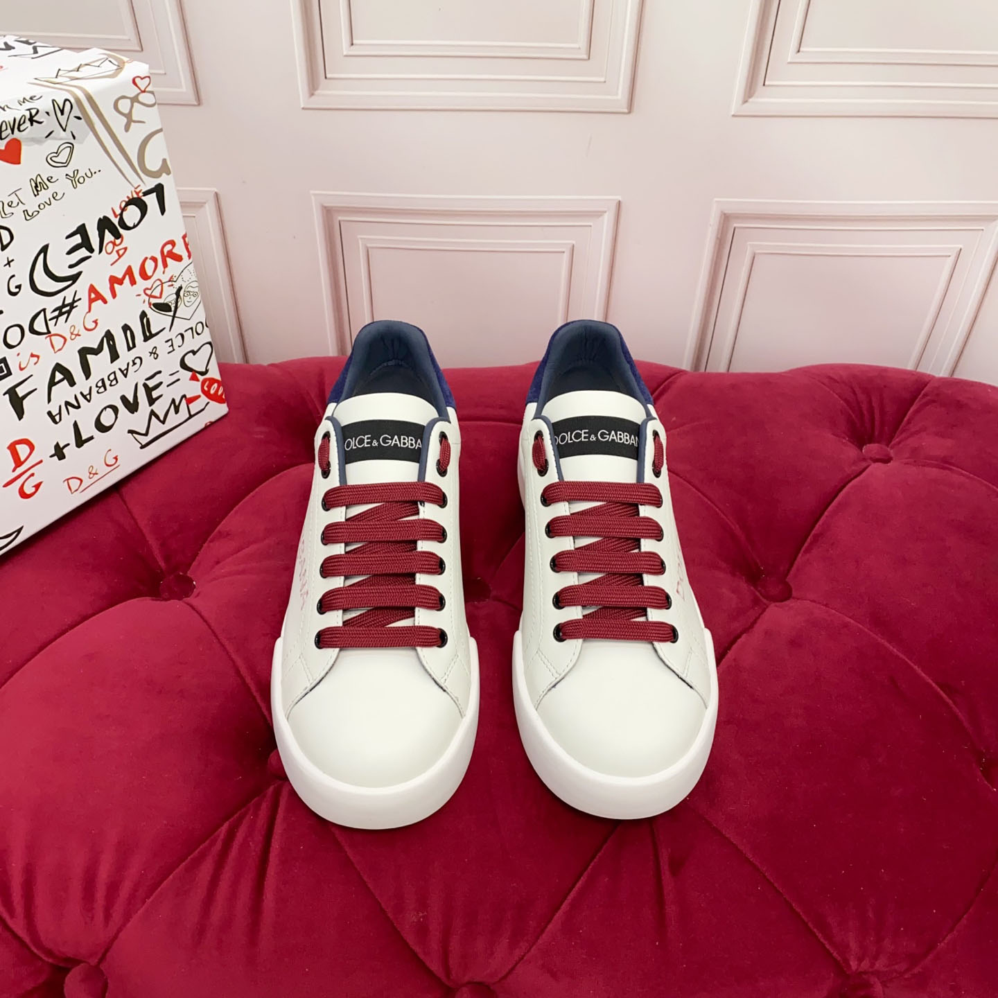 Dolce & Gabbana Portofino Light Strobel Calfskin Sneakers - DesignerGu