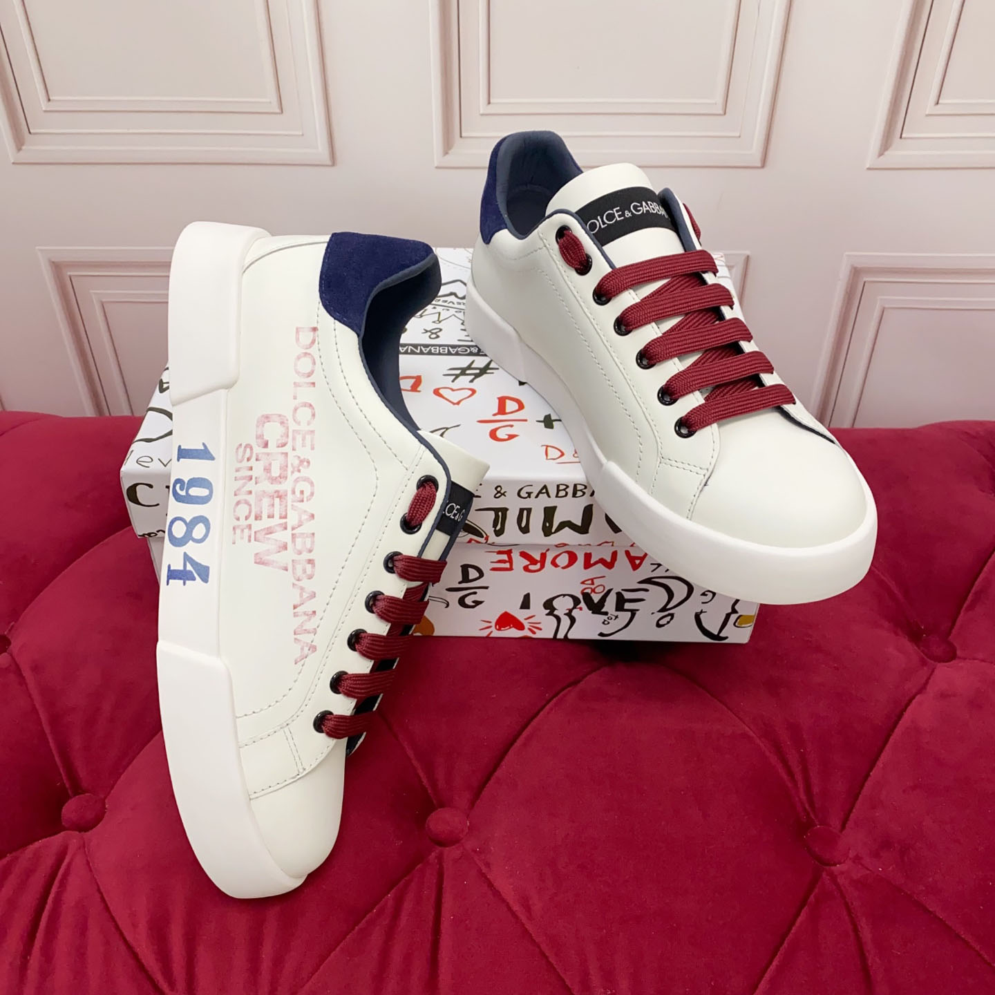 Dolce & Gabbana Portofino Light Strobel Calfskin Sneakers - DesignerGu