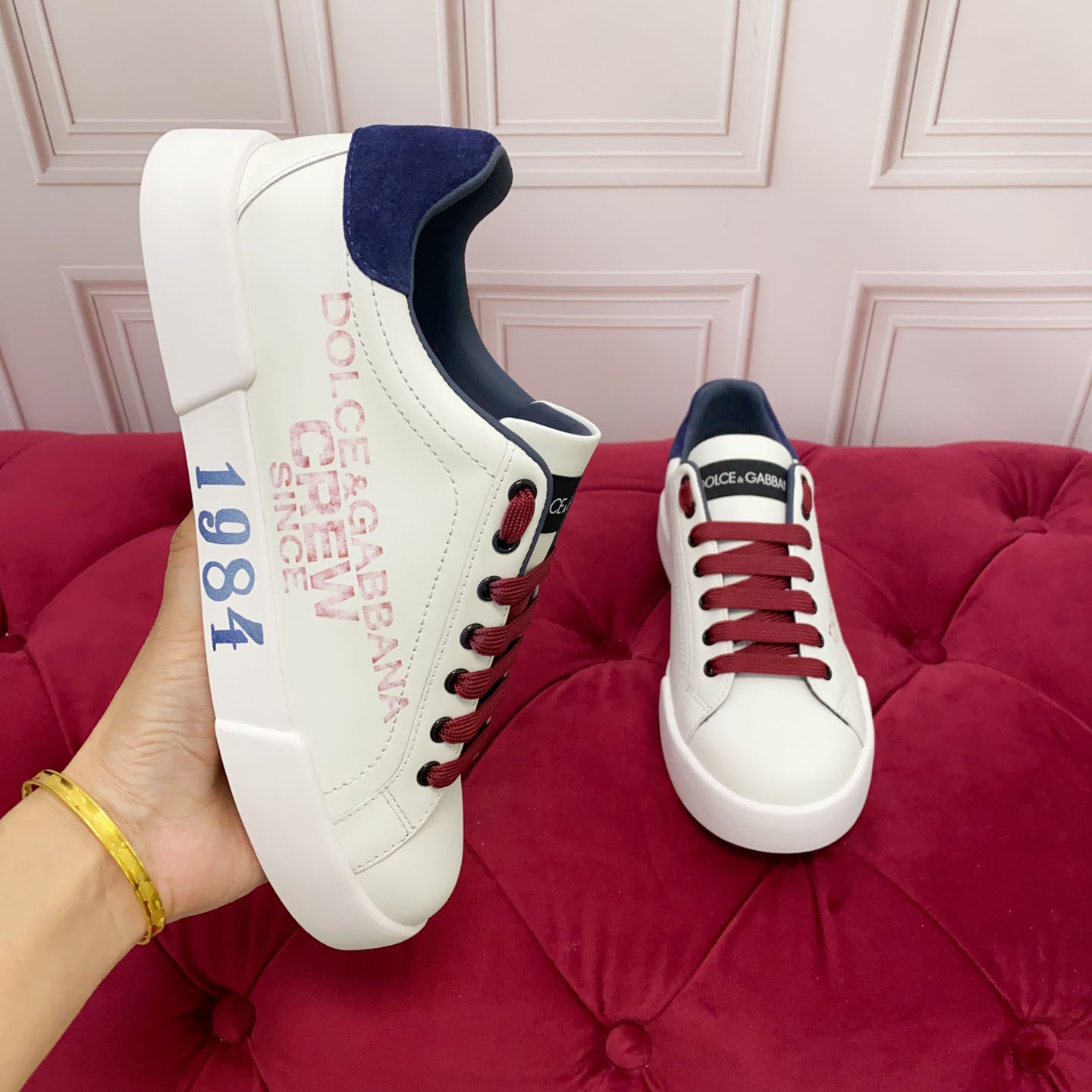 Dolce & Gabbana Portofino Light Strobel Calfskin Sneakers - DesignerGu