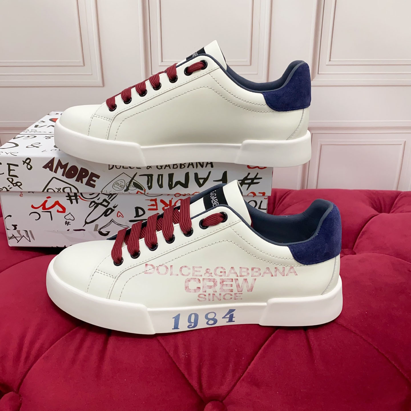 Dolce & Gabbana Portofino Light Strobel Calfskin Sneakers - DesignerGu