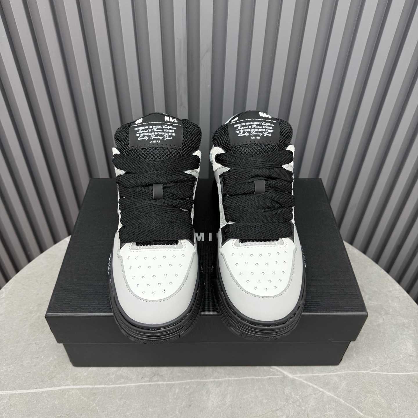 Amiri White & Gray MA Patch MA-1 Sneakers - DesignerGu
