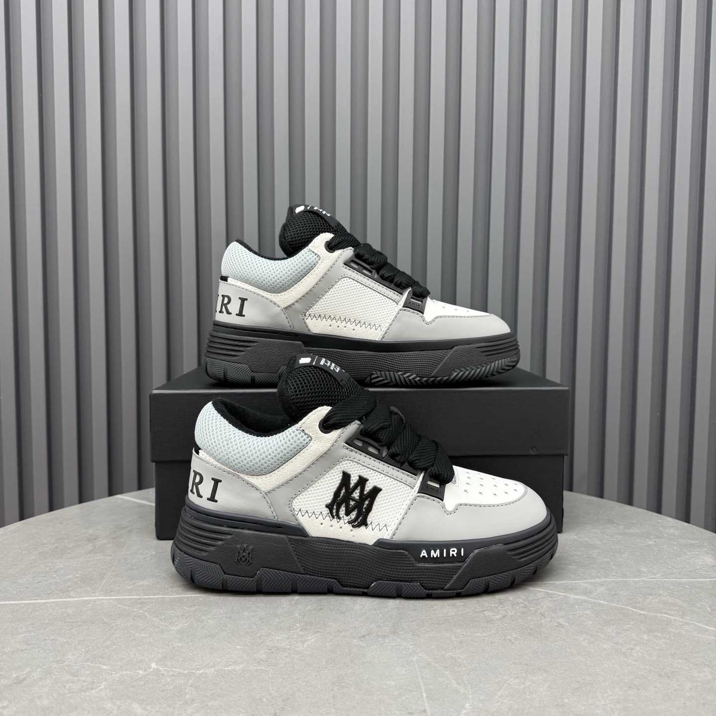 Amiri White & Gray MA Patch MA-1 Sneakers - DesignerGu