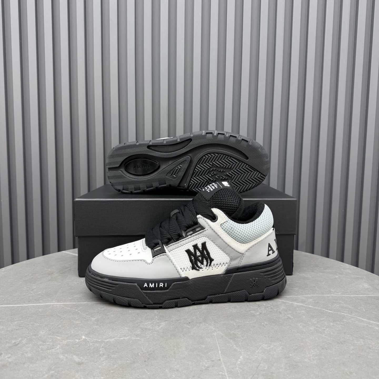Amiri White & Gray MA Patch MA-1 Sneakers - DesignerGu