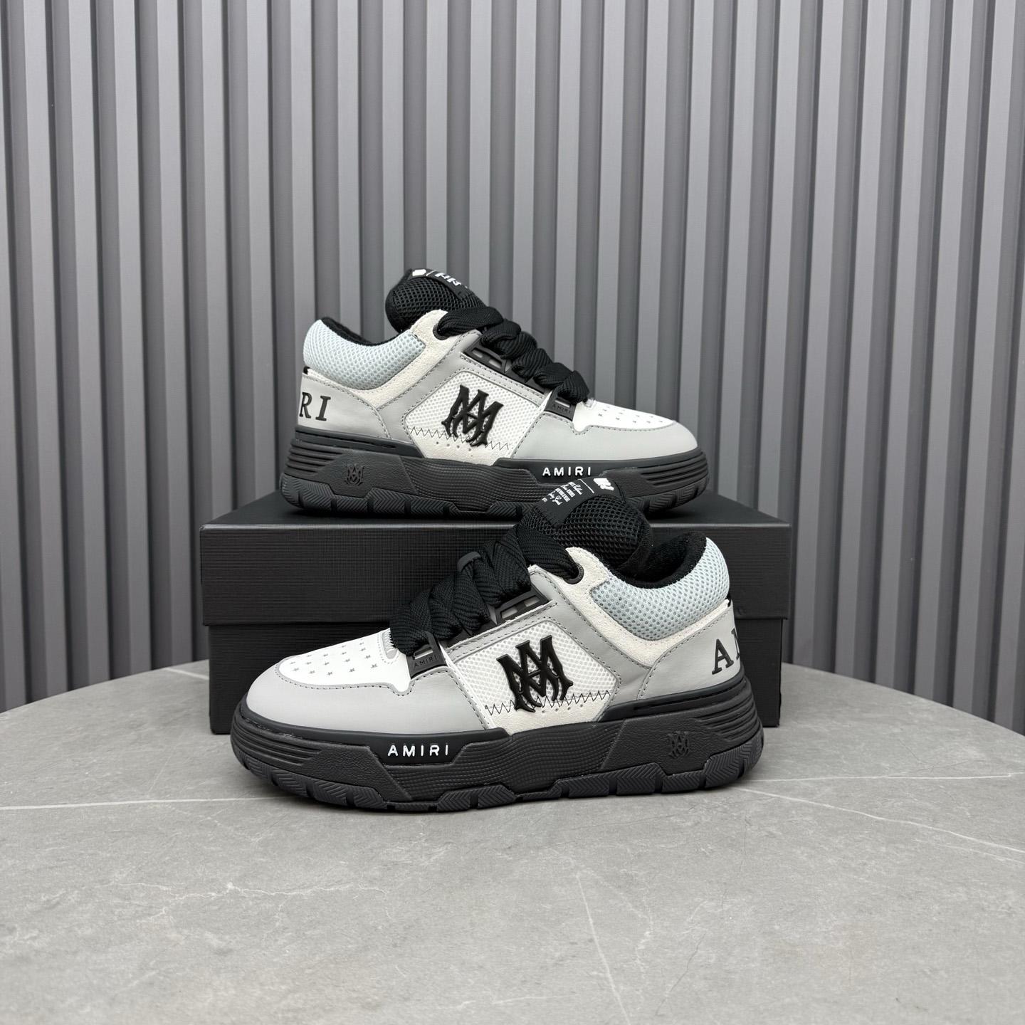 Amiri White & Gray MA Patch MA-1 Sneakers - DesignerGu
