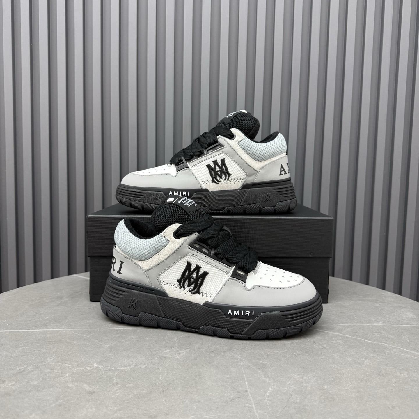 Amiri White & Gray MA Patch MA-1 Sneakers - DesignerGu