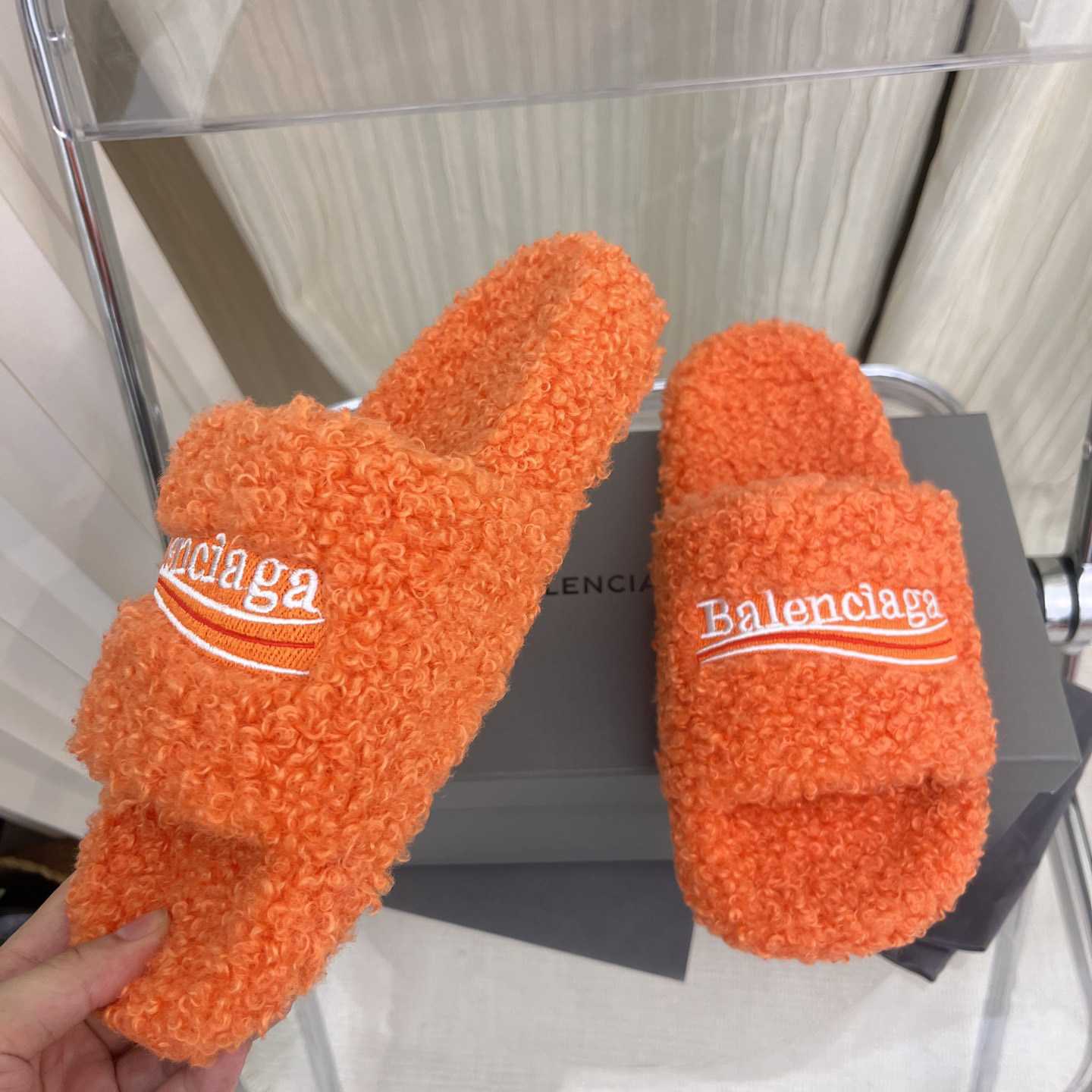 Balenciaga Furry Slide Sandals - DesignerGu