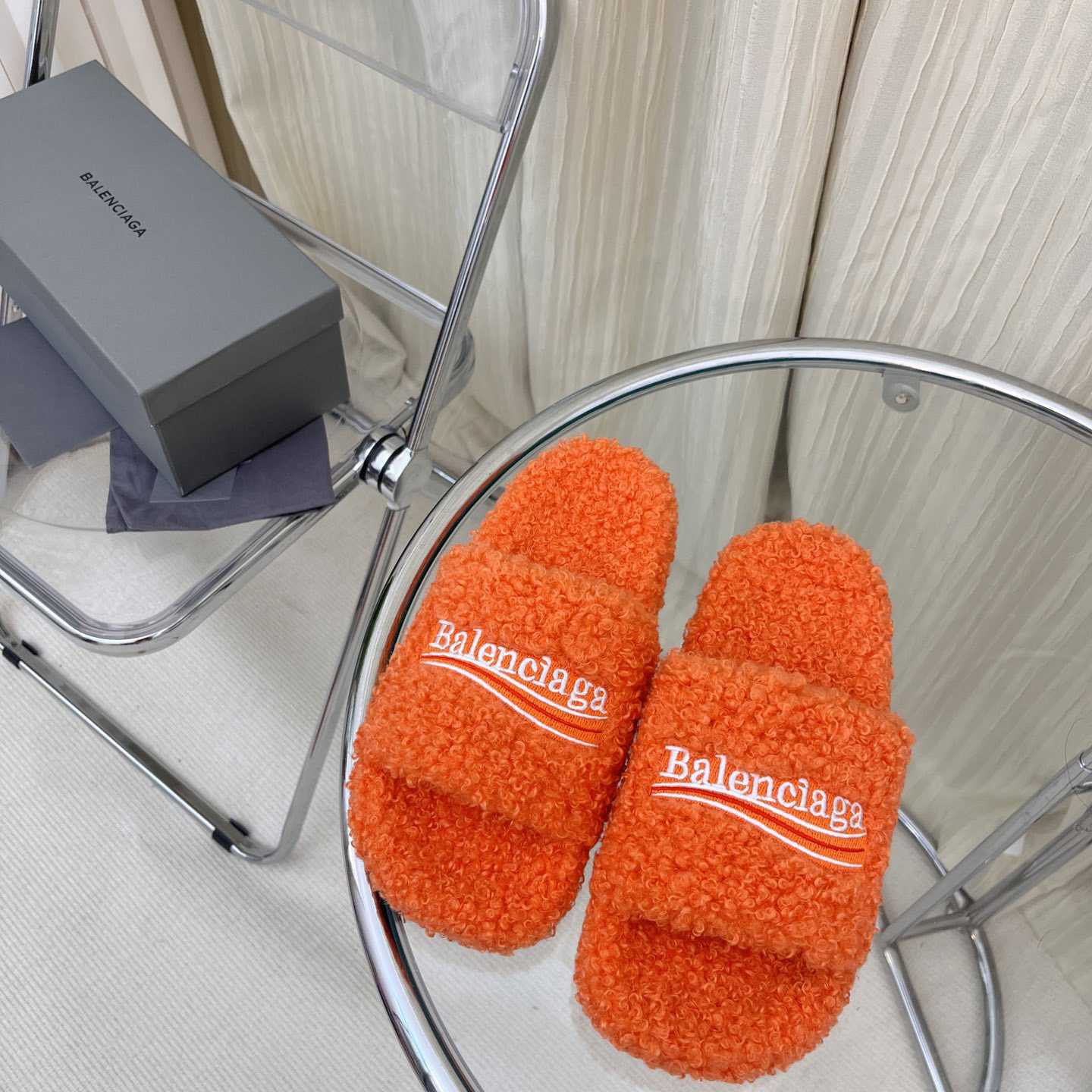 Balenciaga Furry Slide Sandals - DesignerGu