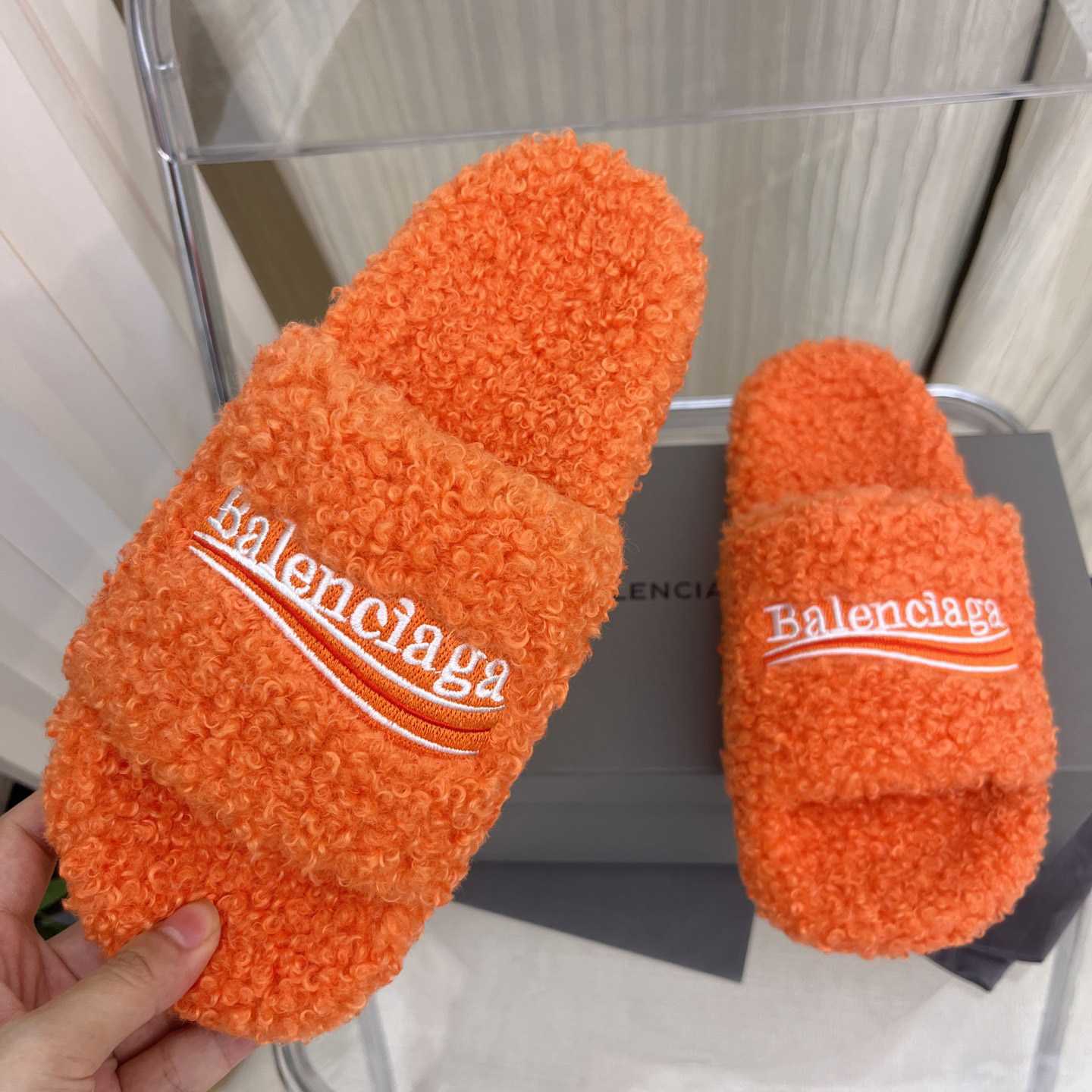 Balenciaga Furry Slide Sandals - DesignerGu