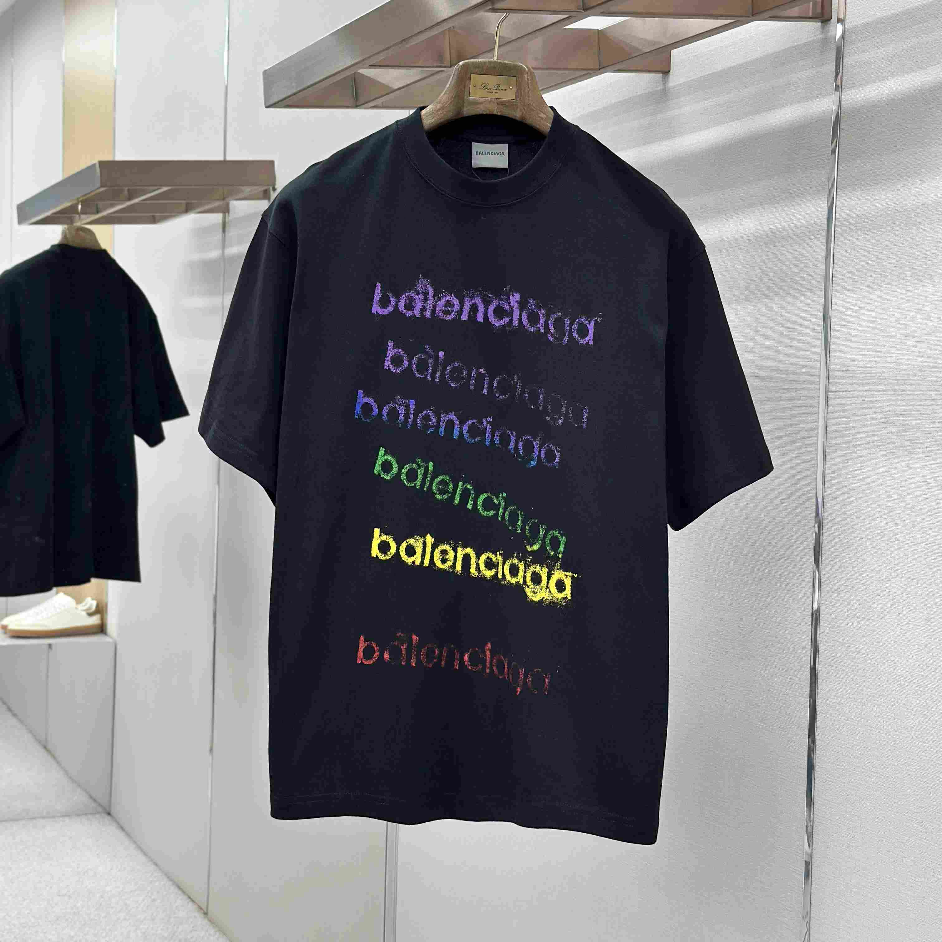Balenciaga Logo Cotton Jersey T-shirt  - DesignerGu