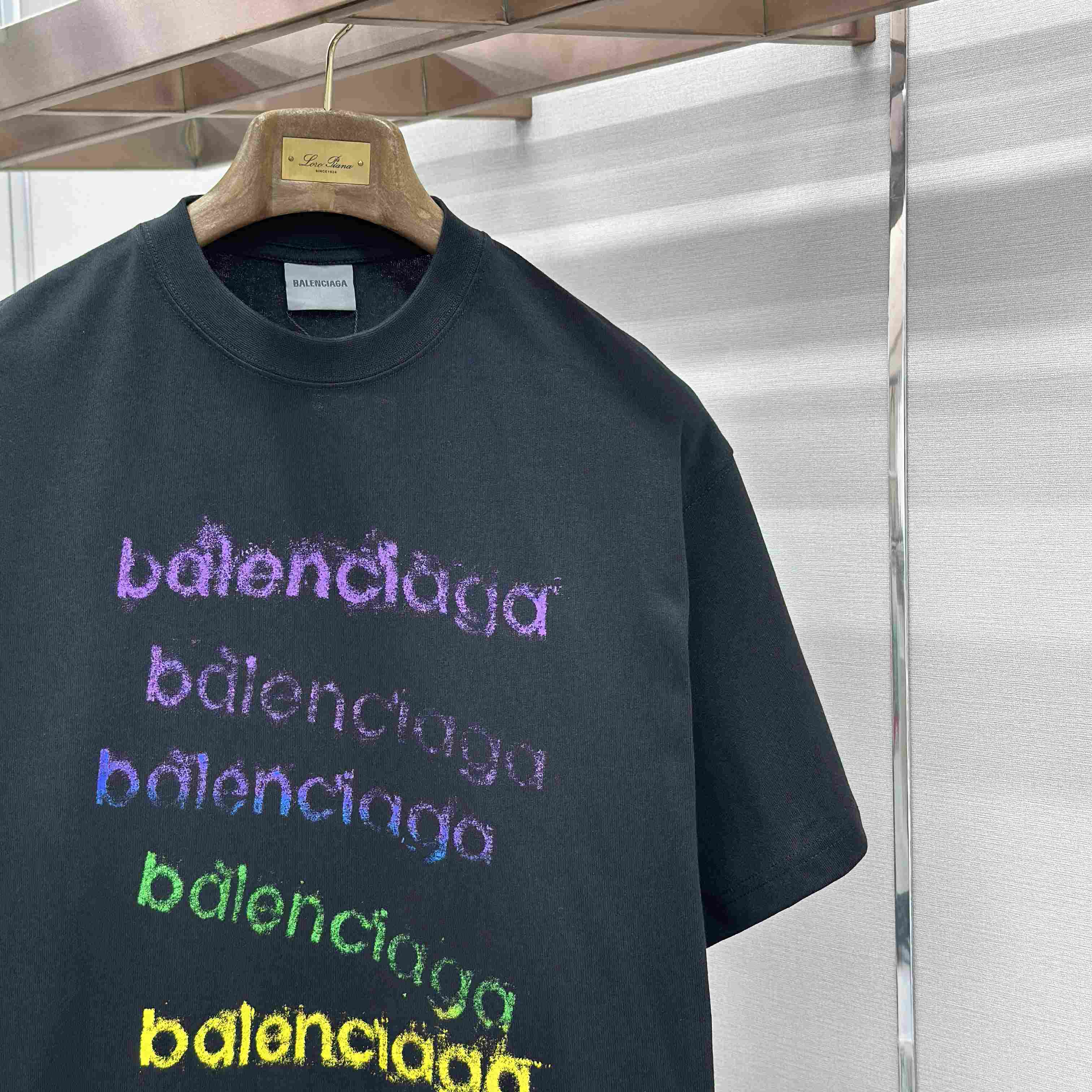 Balenciaga Logo Cotton Jersey T-shirt  - DesignerGu