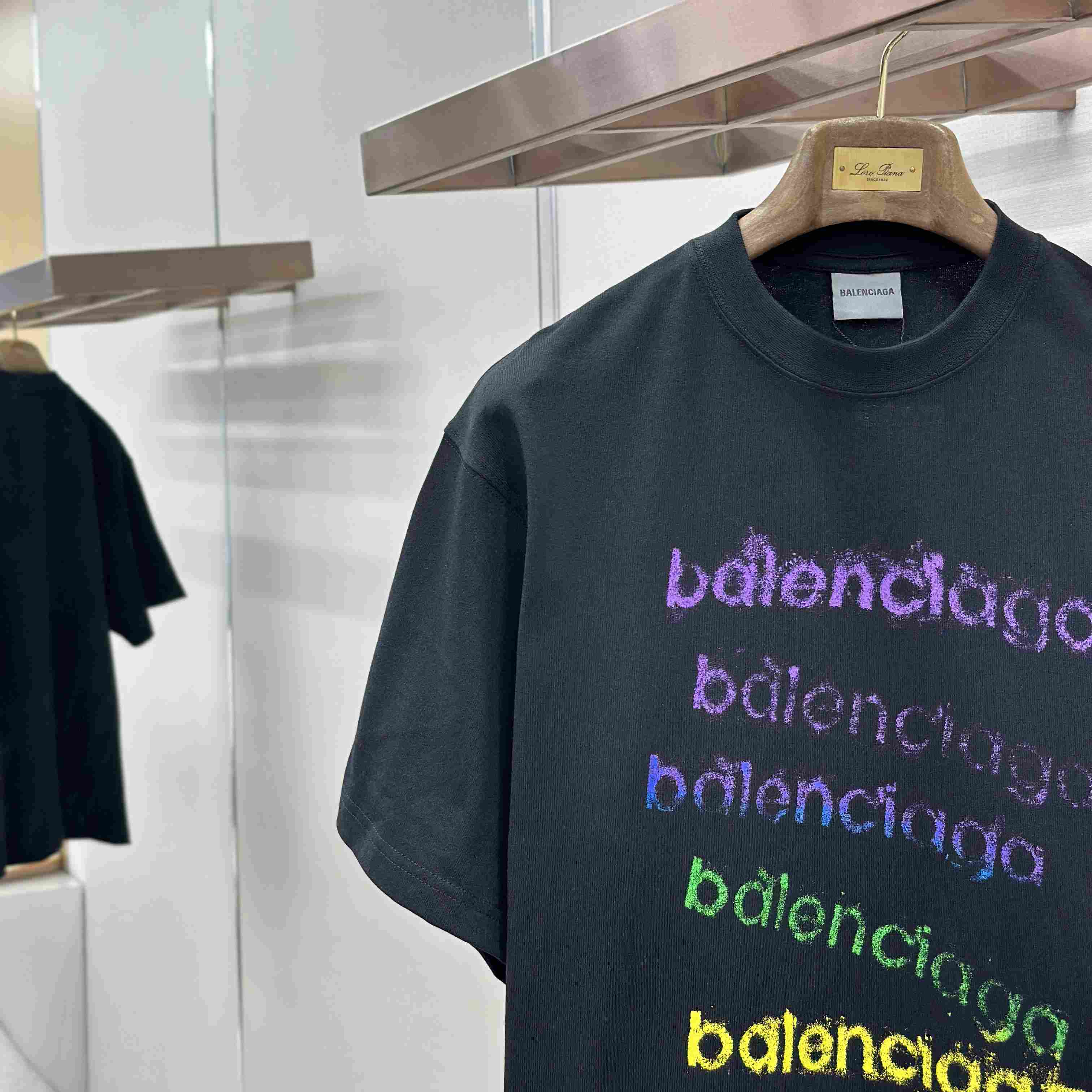 Balenciaga Logo Cotton Jersey T-shirt  - DesignerGu