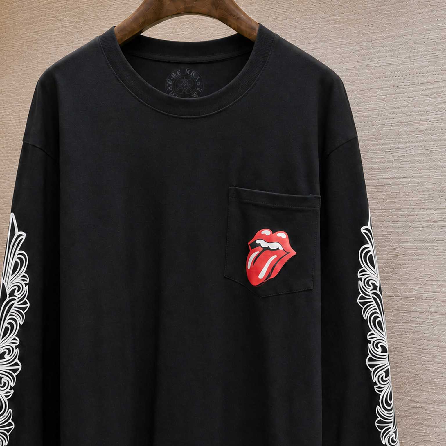 Chrome Hearts Rolling Stones Horseshoe Logo Long Sleeve T-Shirt 'Black' - DesignerGu