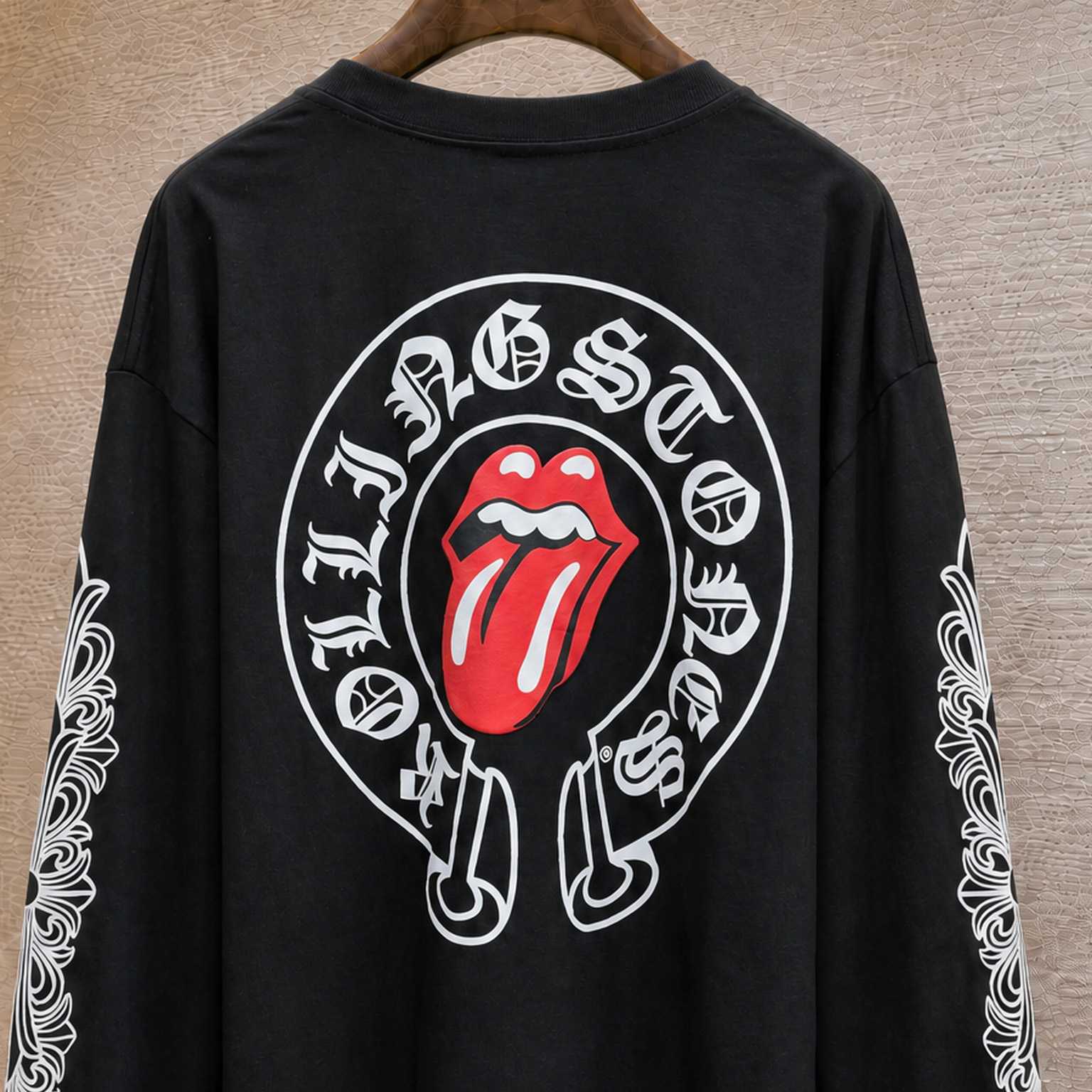 Chrome Hearts Rolling Stones Horseshoe Logo Long Sleeve T-Shirt 'Black' - DesignerGu