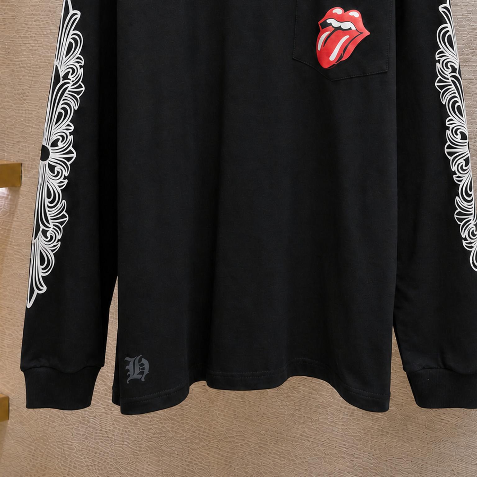 Chrome Hearts Rolling Stones Horseshoe Logo Long Sleeve T-Shirt 'Black' - DesignerGu