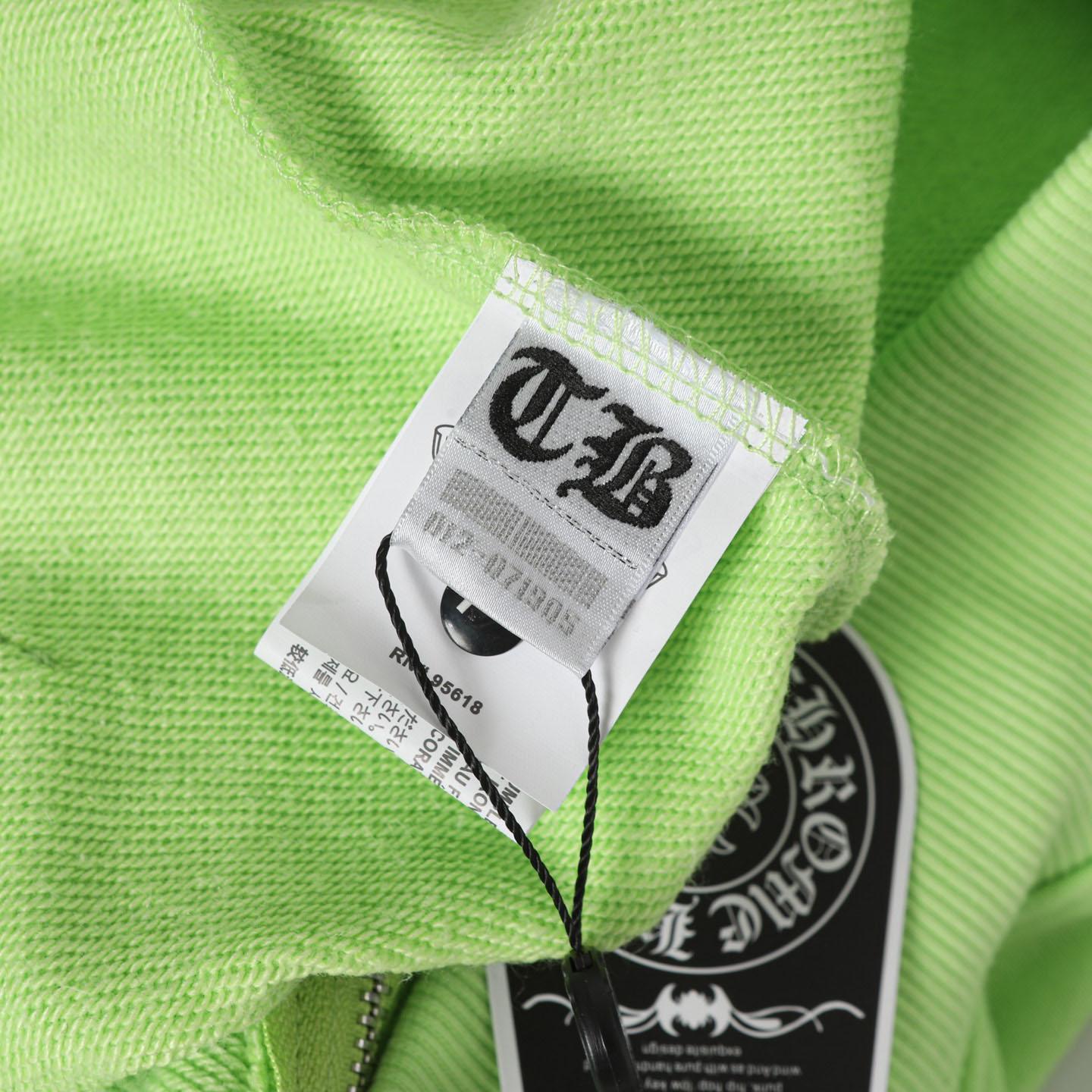 Chrome Hearts Matty Boy Thermal Lined Lime Green Zip Up Hoodie - DesignerGu