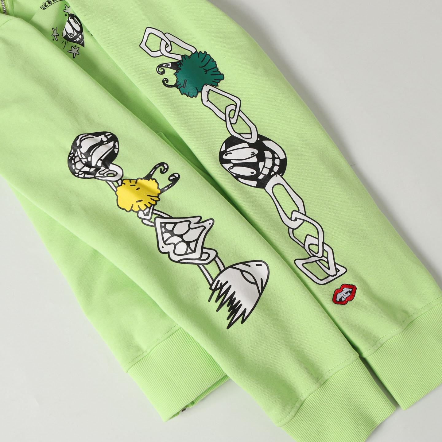 Chrome Hearts Matty Boy Thermal Lined Lime Green Zip Up Hoodie - DesignerGu