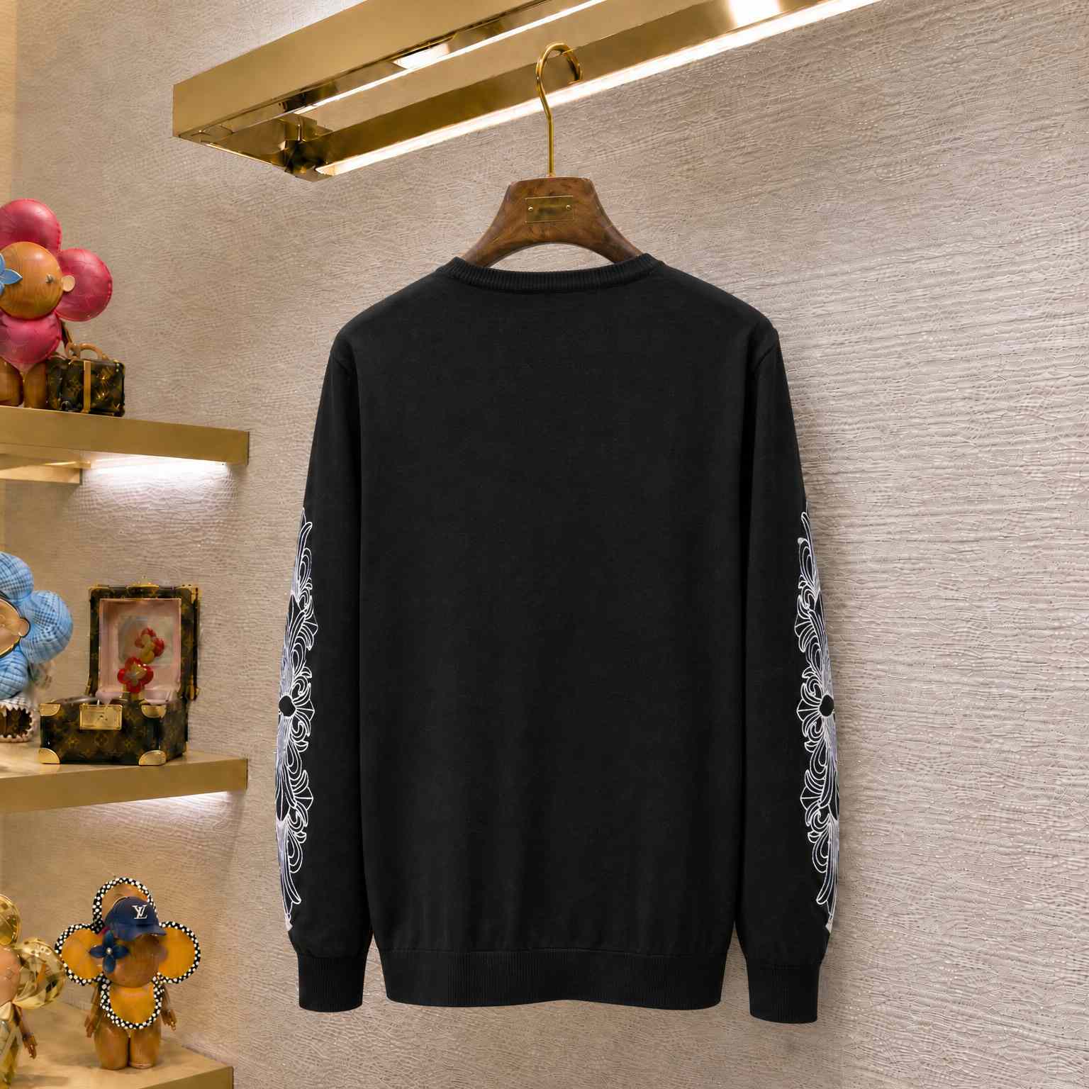 Chrome Hearts Life Sentence Floral Cross Embroidered Sweater - DesignerGu