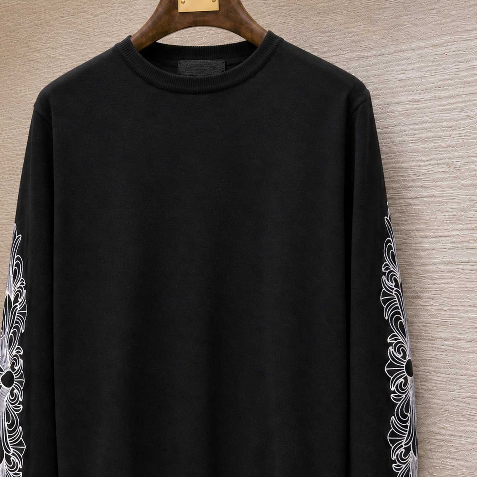Chrome Hearts Life Sentence Floral Cross Embroidered Sweater - DesignerGu